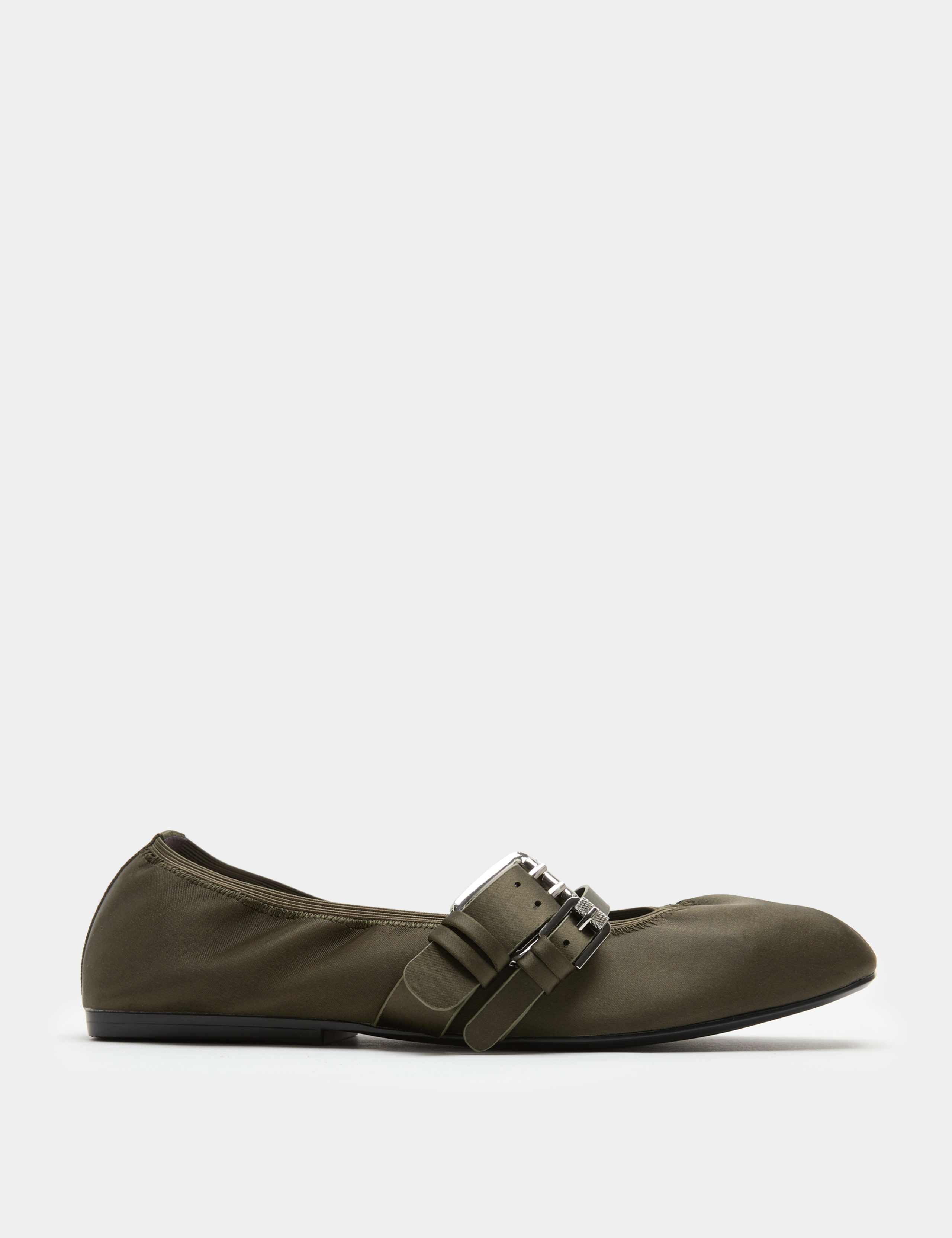 Satin Double Buckle Flat Mary Jane Ballet Pumps 2 of 3