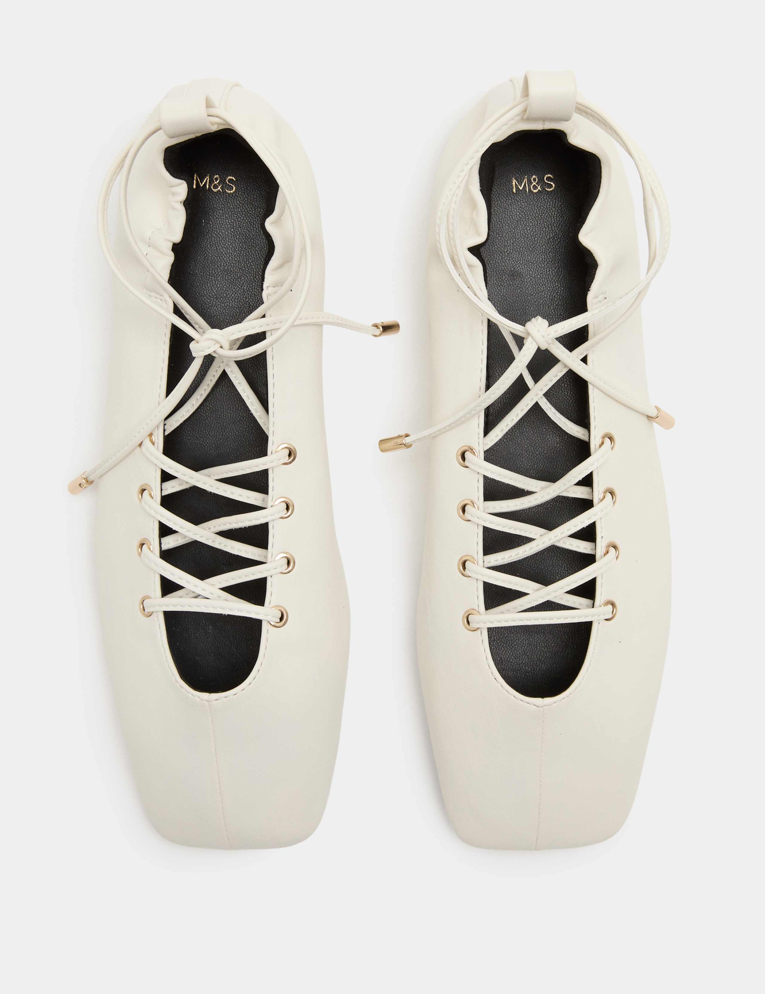 Lace Up Flat Square Toe Ballet Pumps 2 of 3