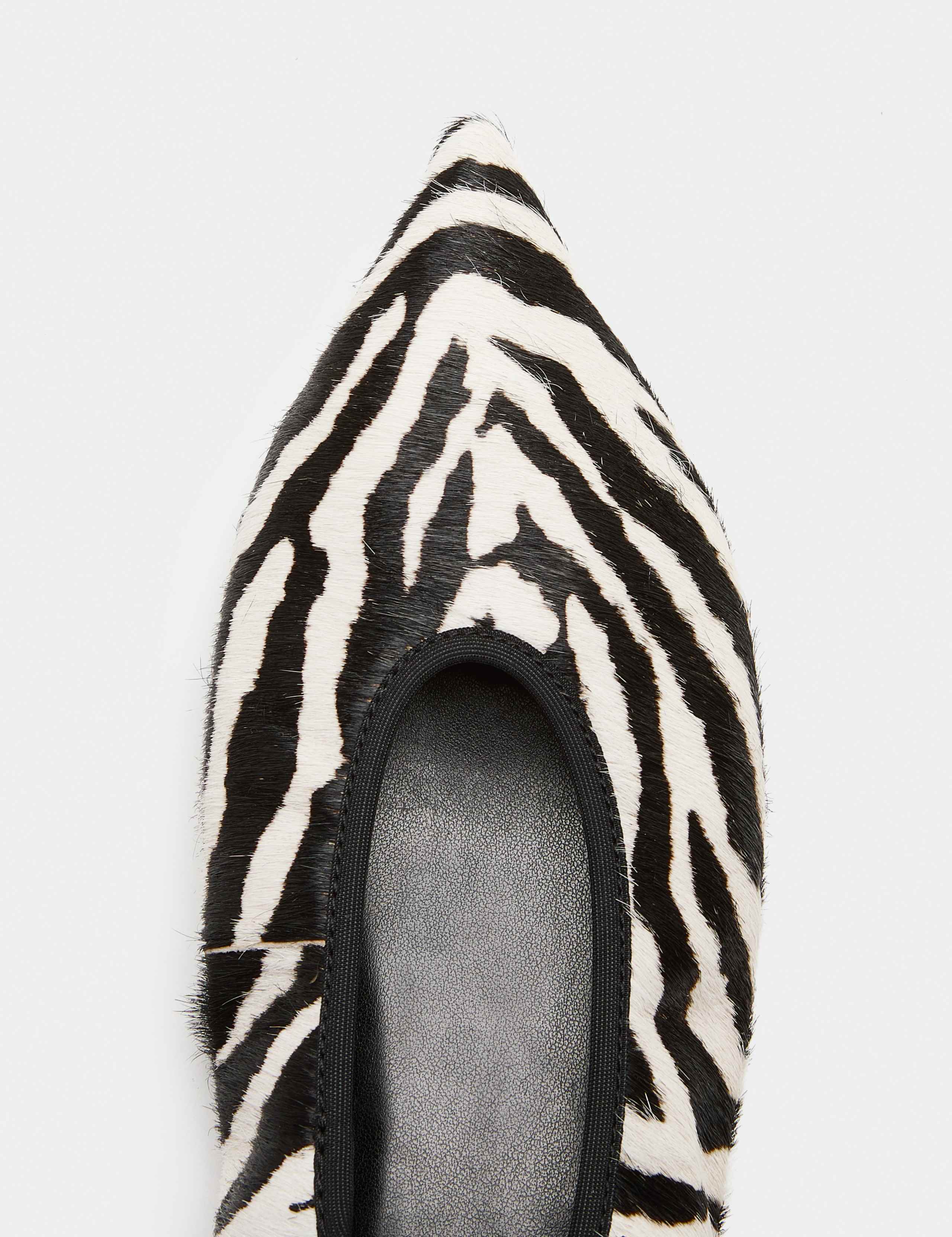 Leather Zebra Print Slip On Pointed Ballet Pumps 3 of 3