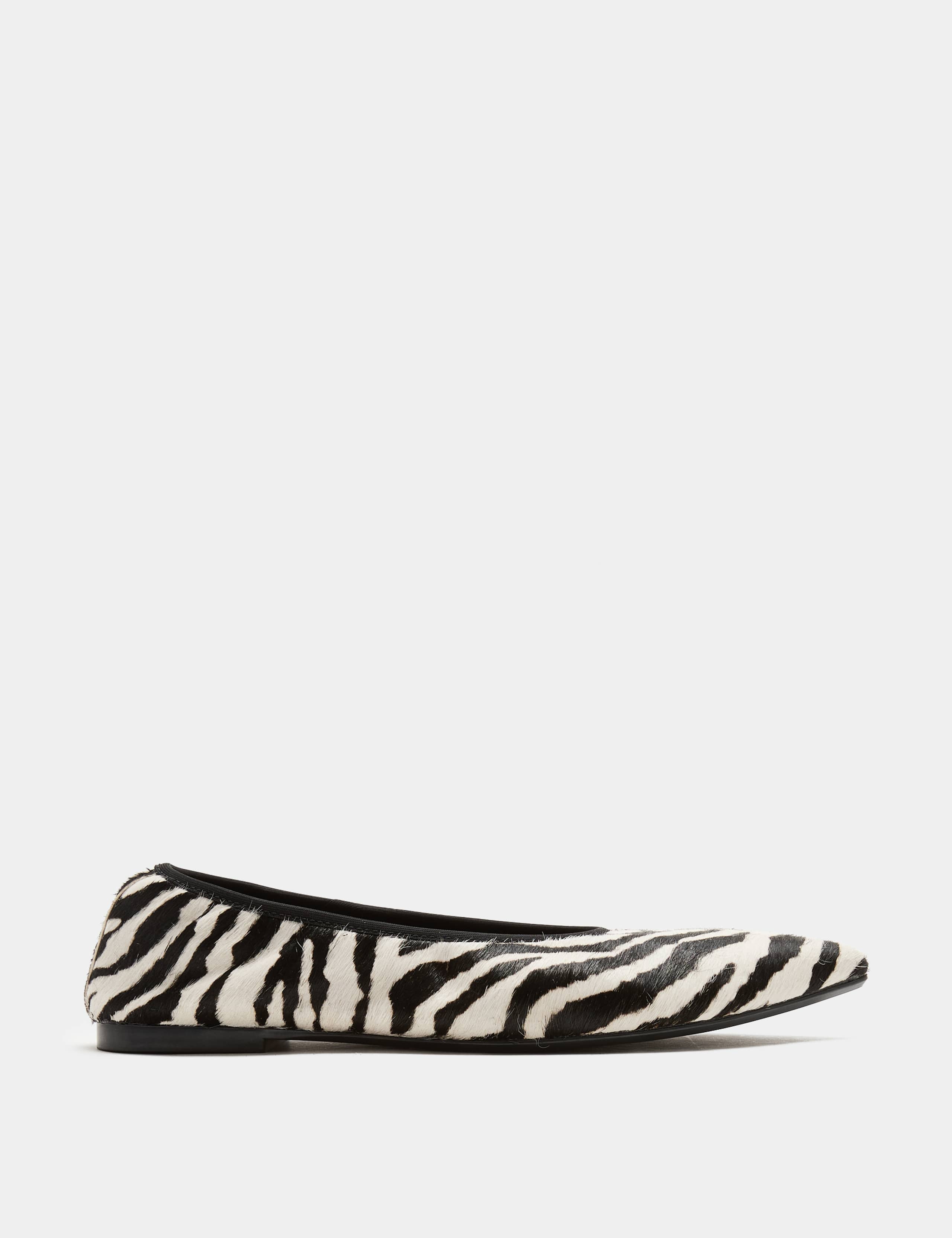 Leather Zebra Print Slip On Pointed Ballet Pumps 2 of 3