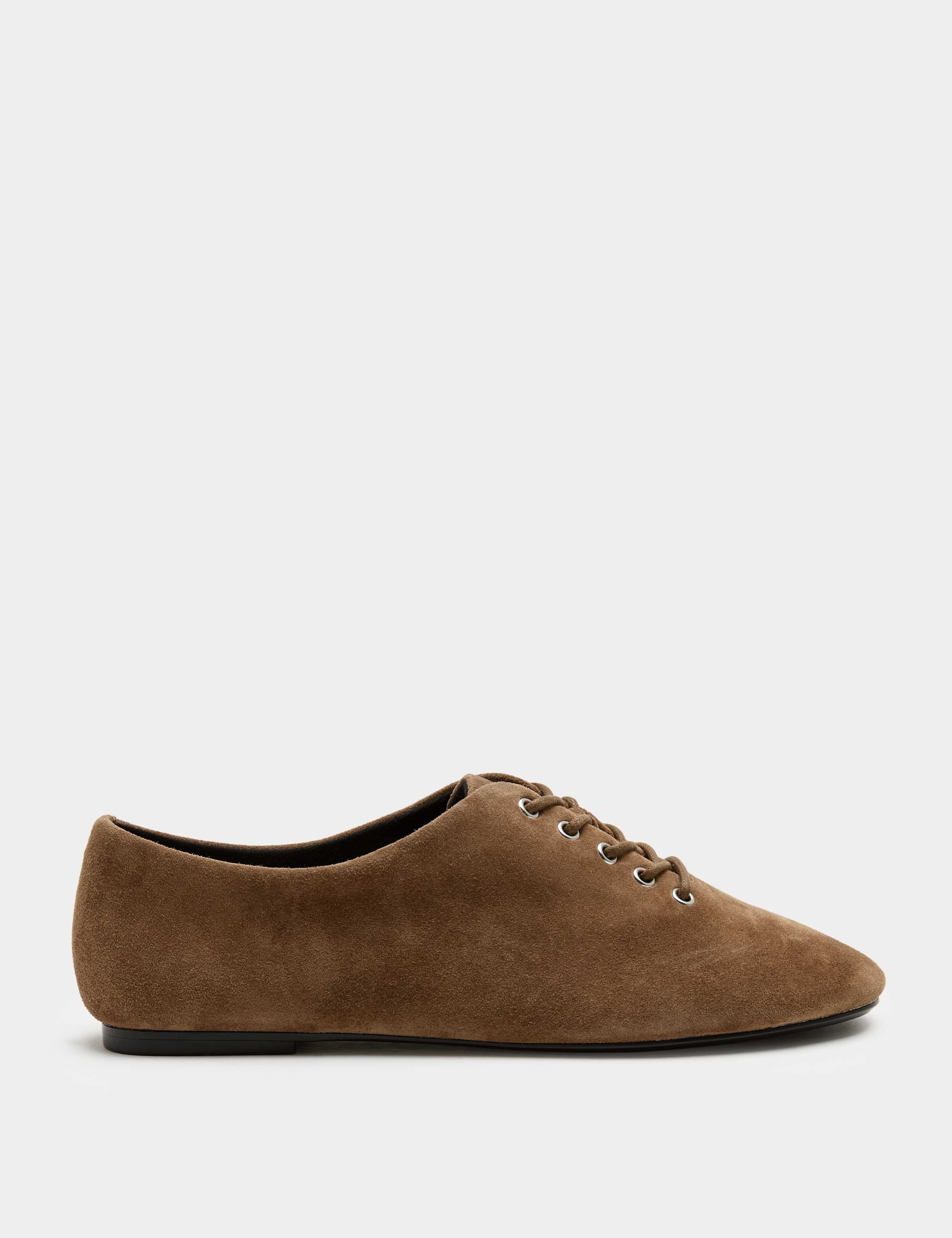 Suede Lace Up Flat Shoes 1 of 3
