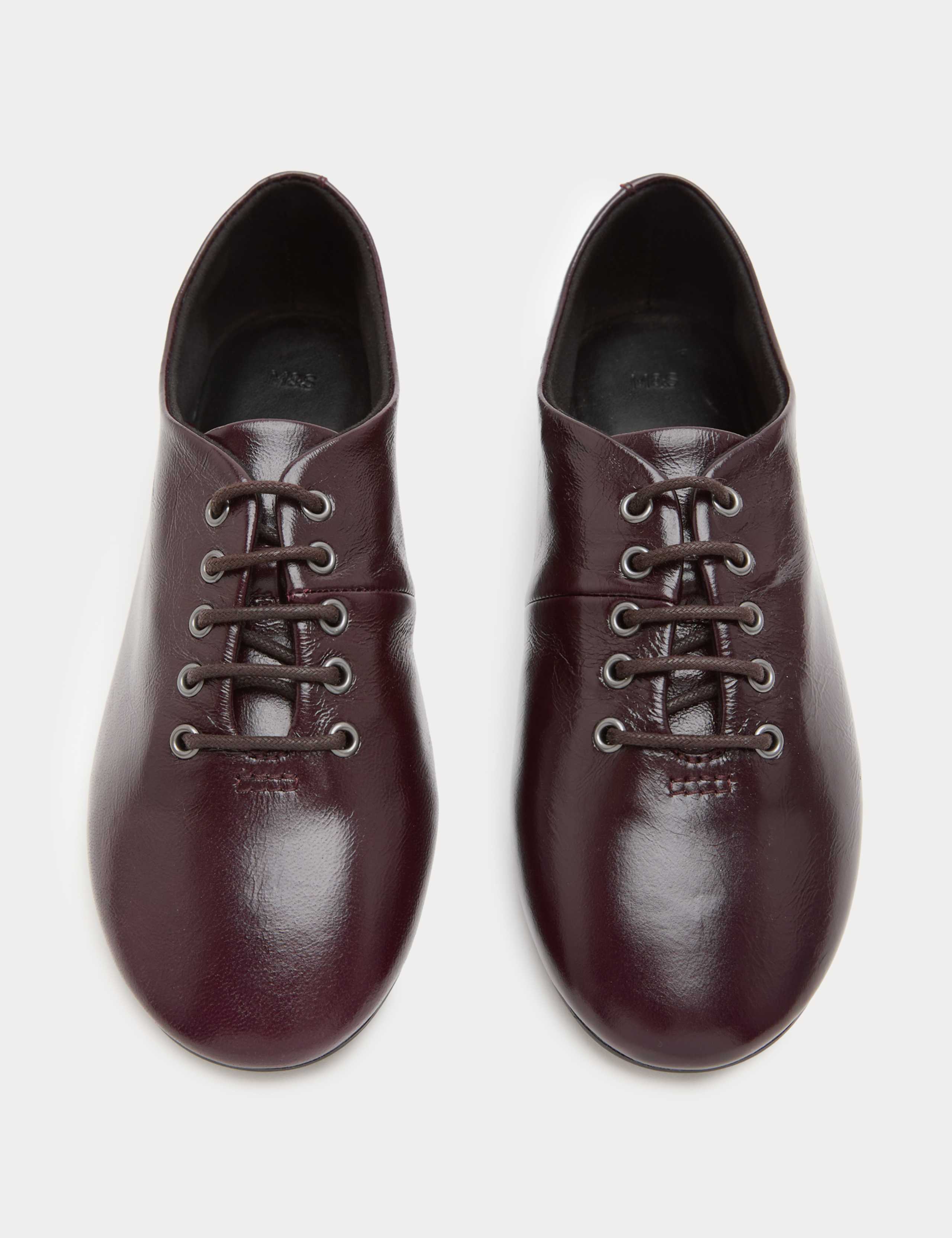 Leather Lace Up Flat Shoes 1 of 3