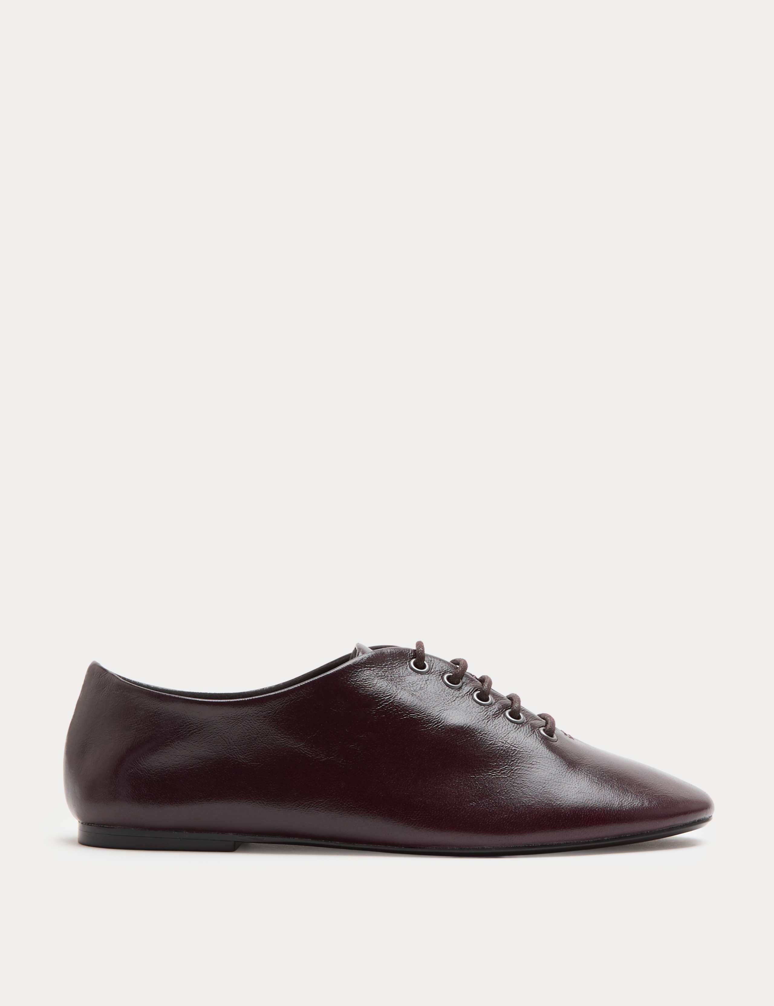 Leather Lace Up Flat Shoes 2 of 3