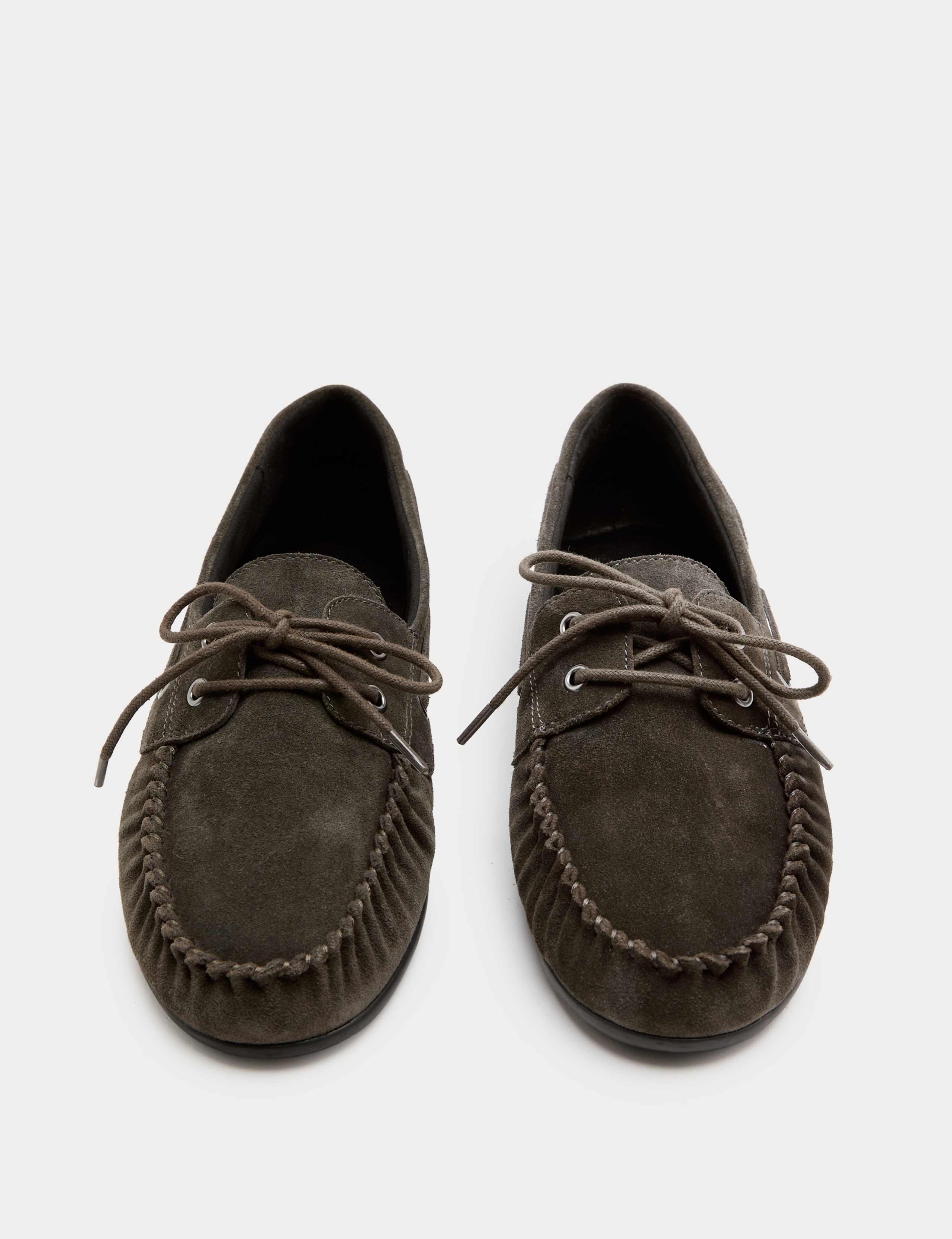Suede Lace Up Flat Boat Shoes 3 of 3