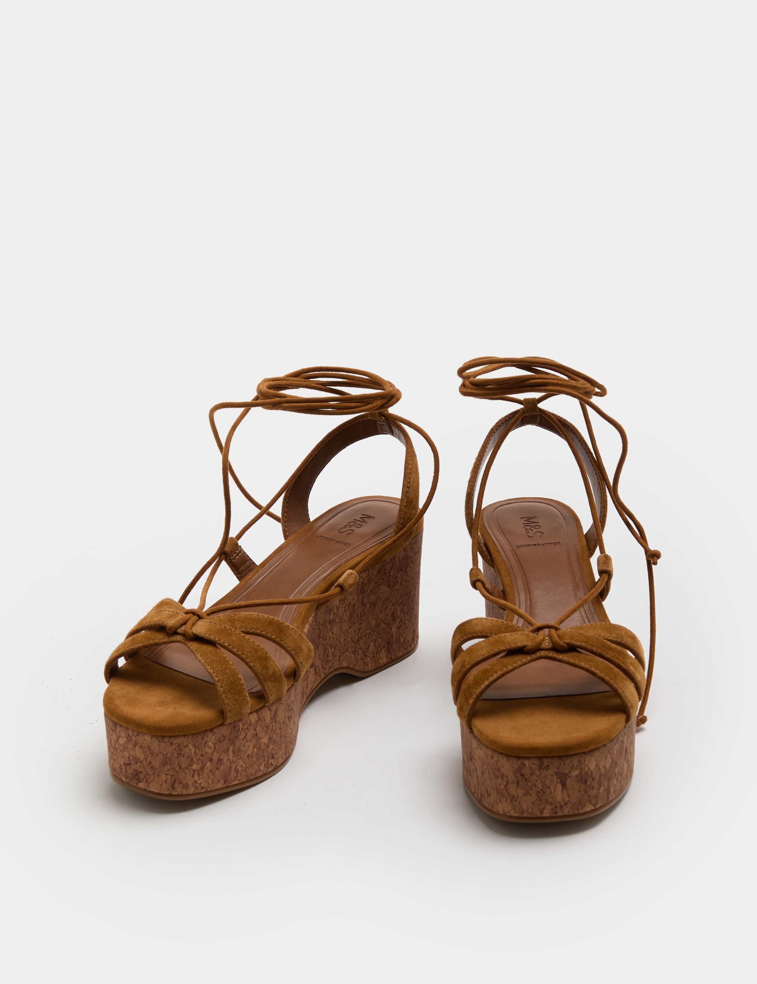 Suede Ankle Tie Wedge Flatform Sandals 1 of 3