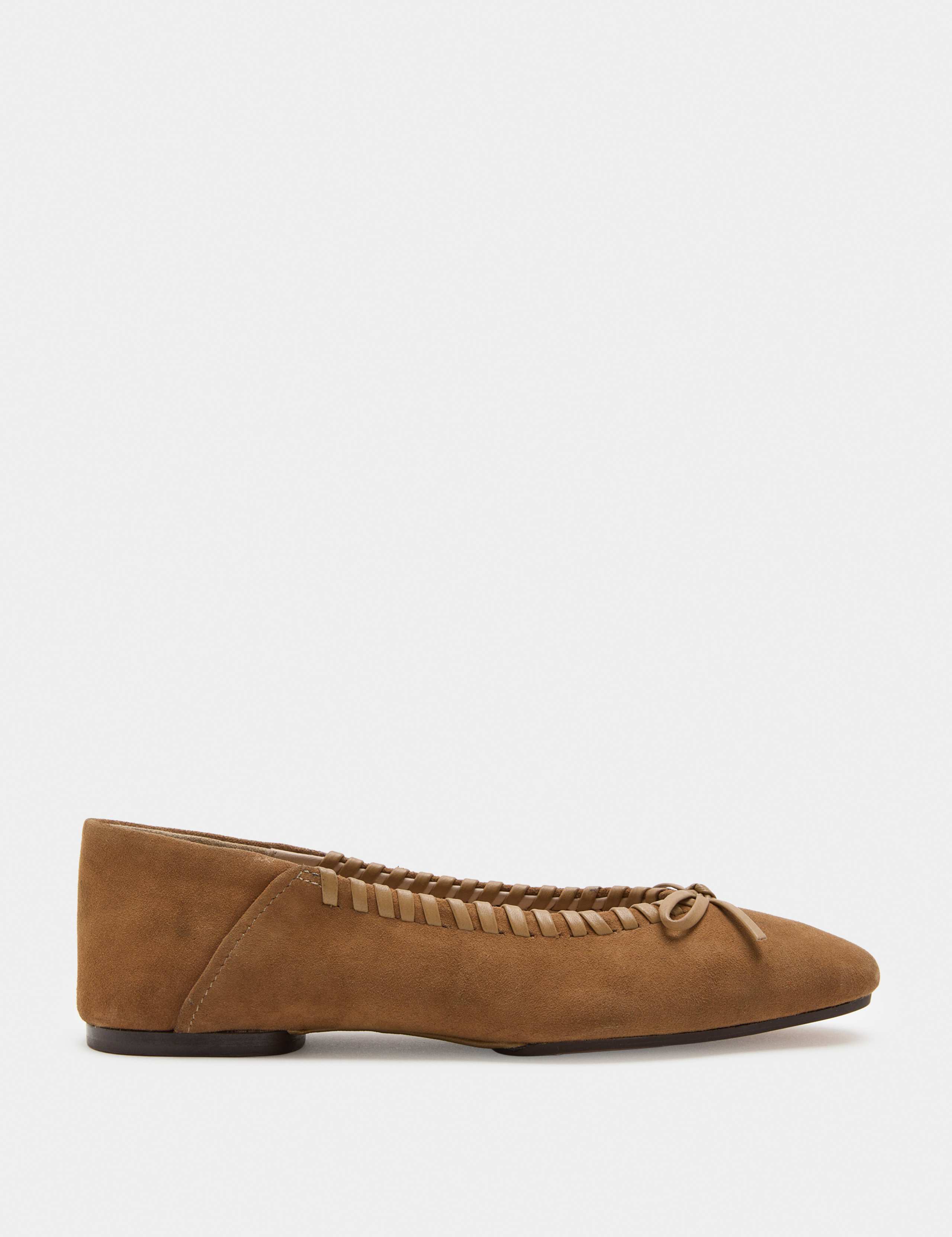 Suede Bow Flat Ballet Pumps 2 of 3