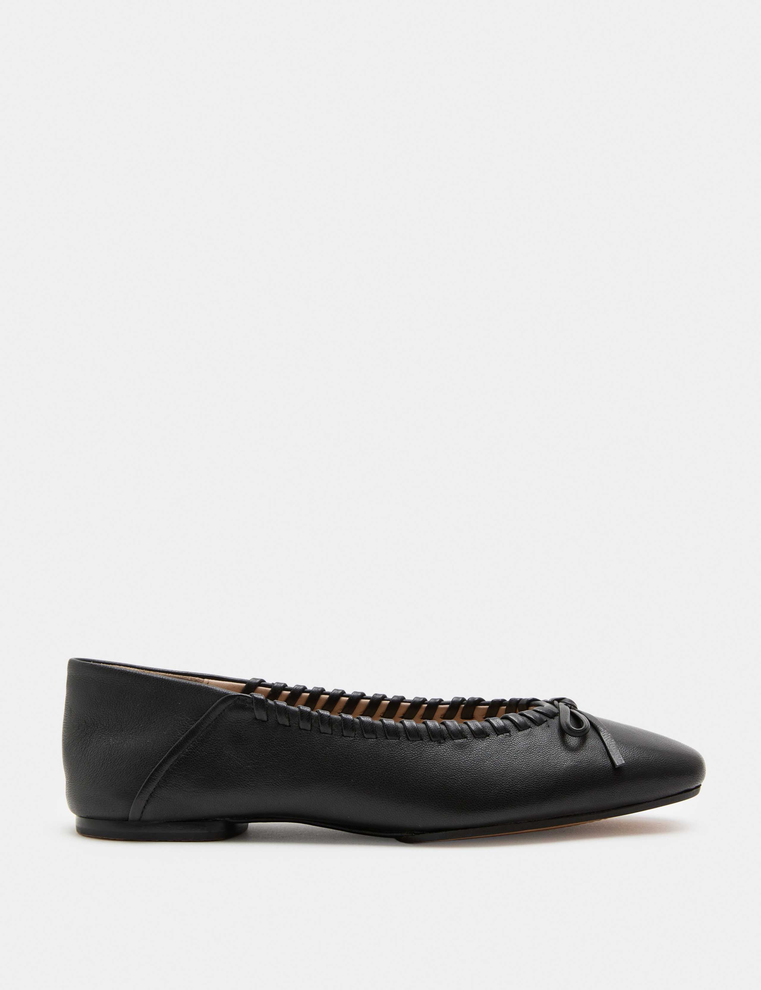 Leather Bow Flat Ballet Pumps 2 of 3