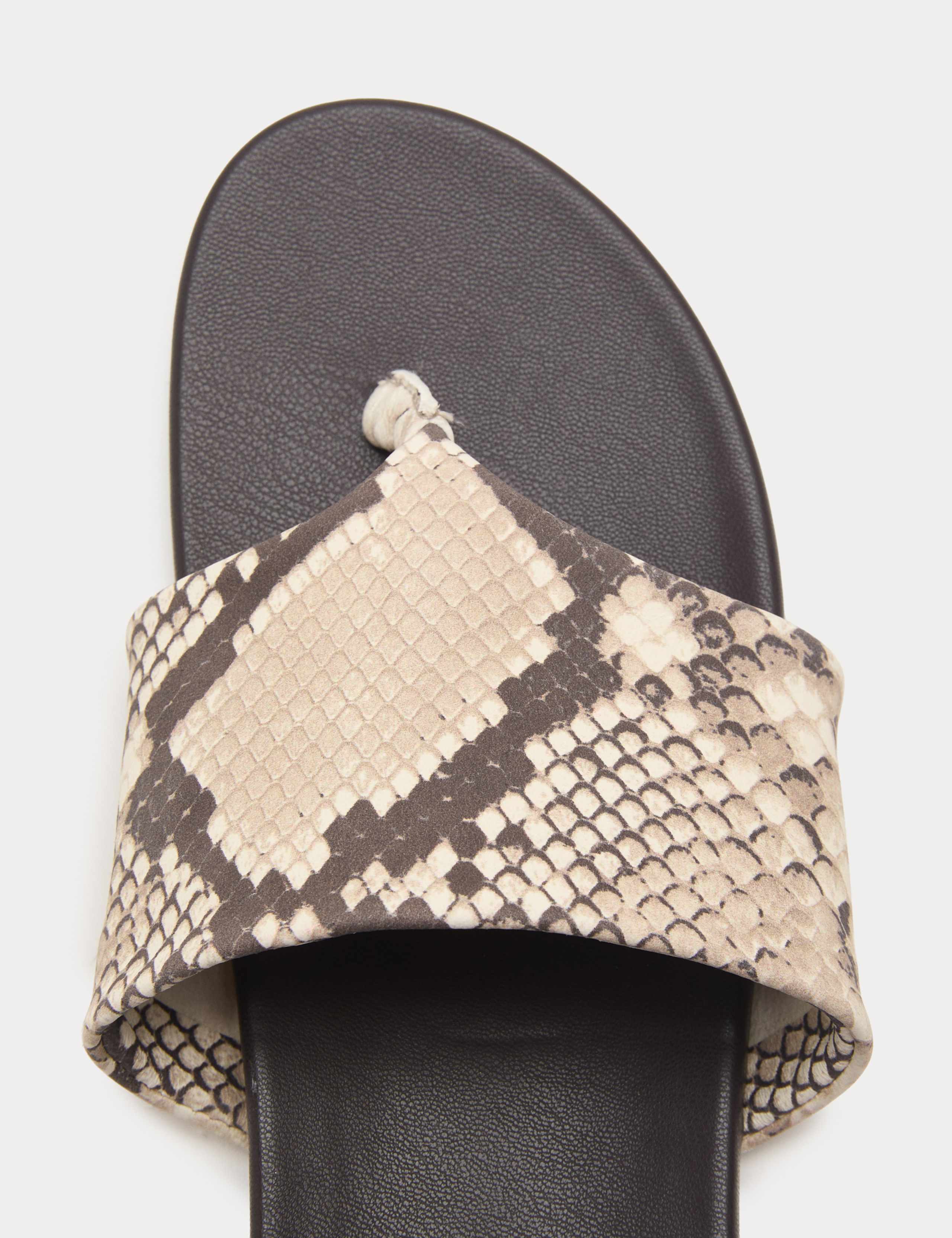 Leather Snake Print Toe Post Mules 3 of 3