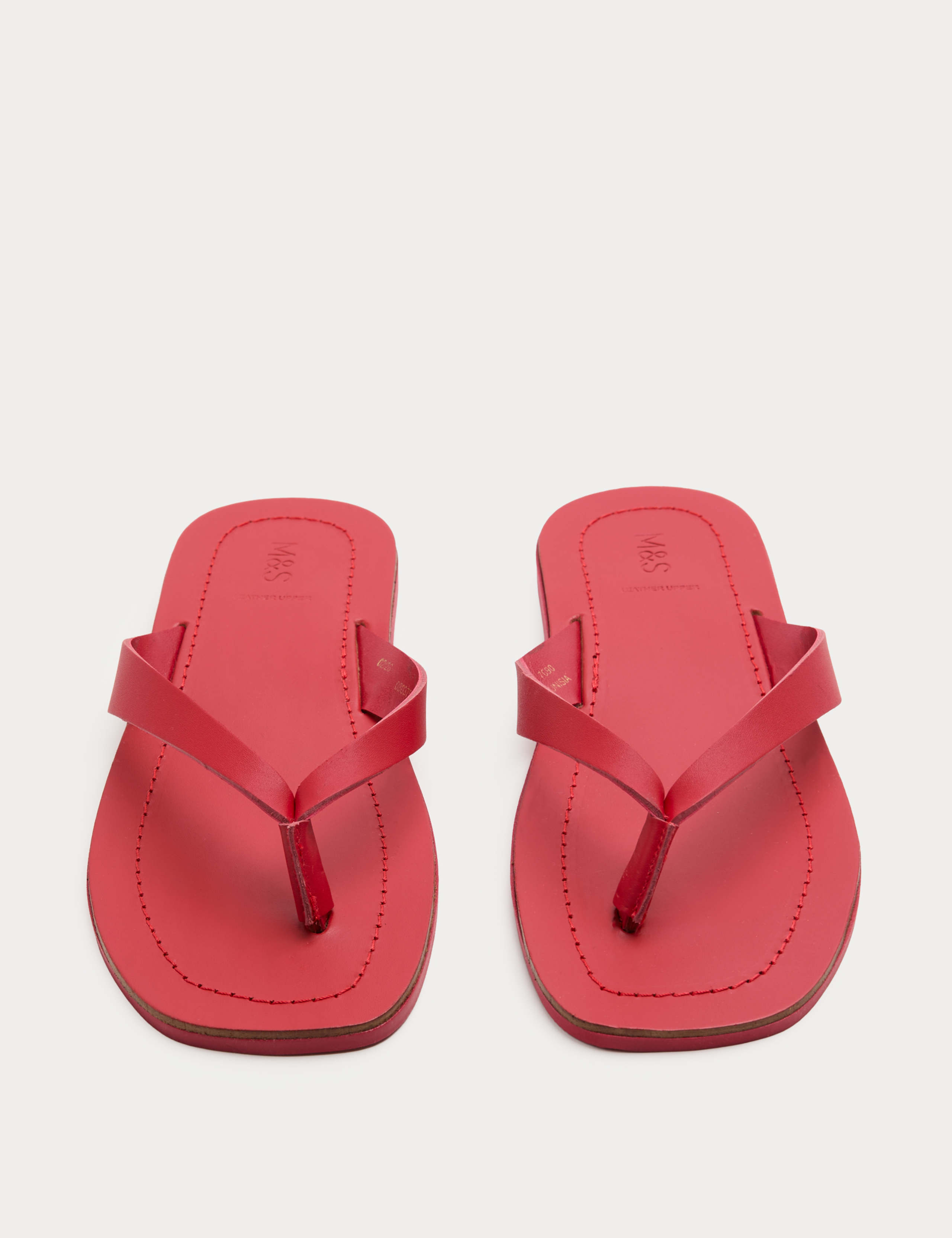 Leather Flat Square Toe Flip Flops 1 of 3