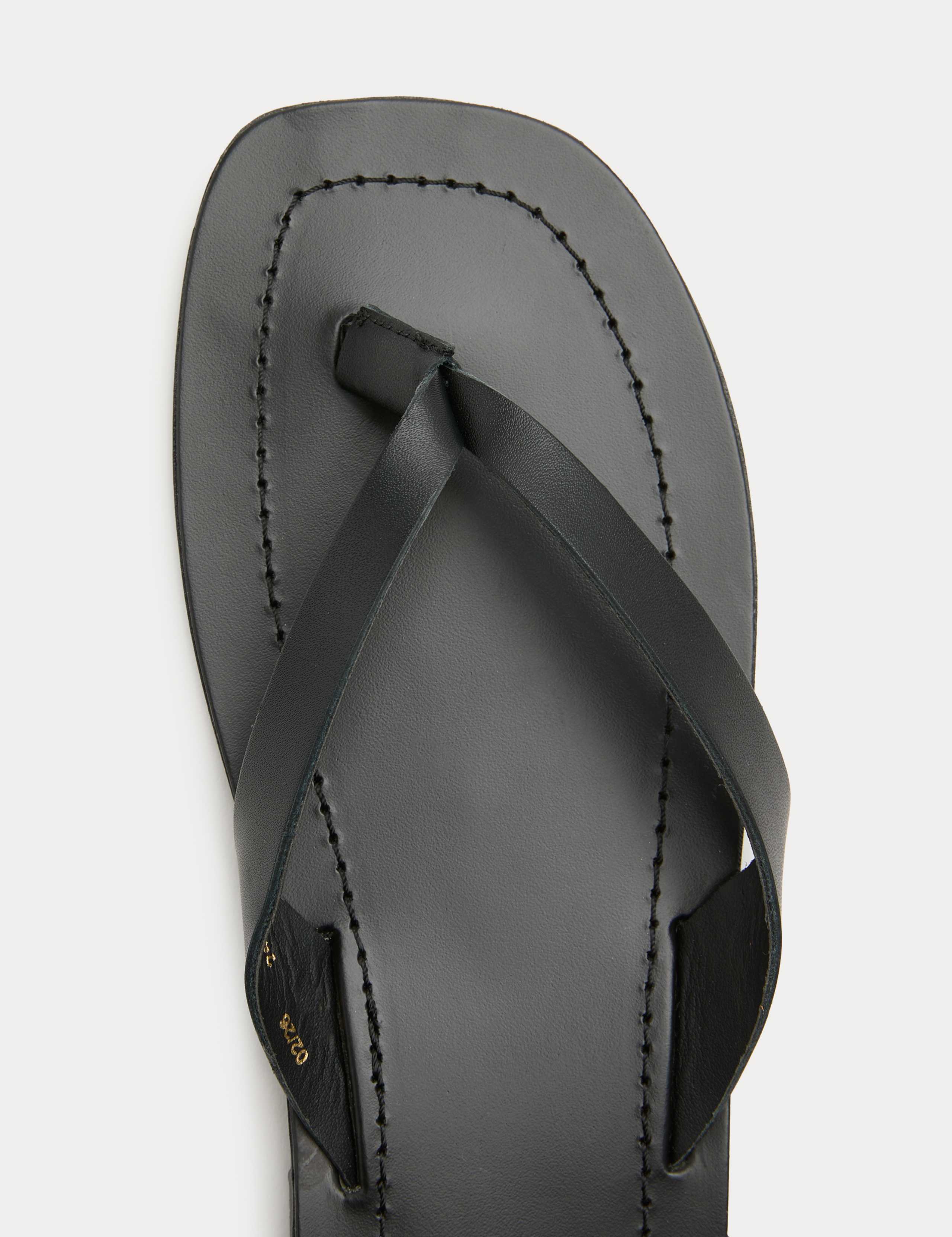 Leather Flat Square Toe Flip Flops 3 of 3