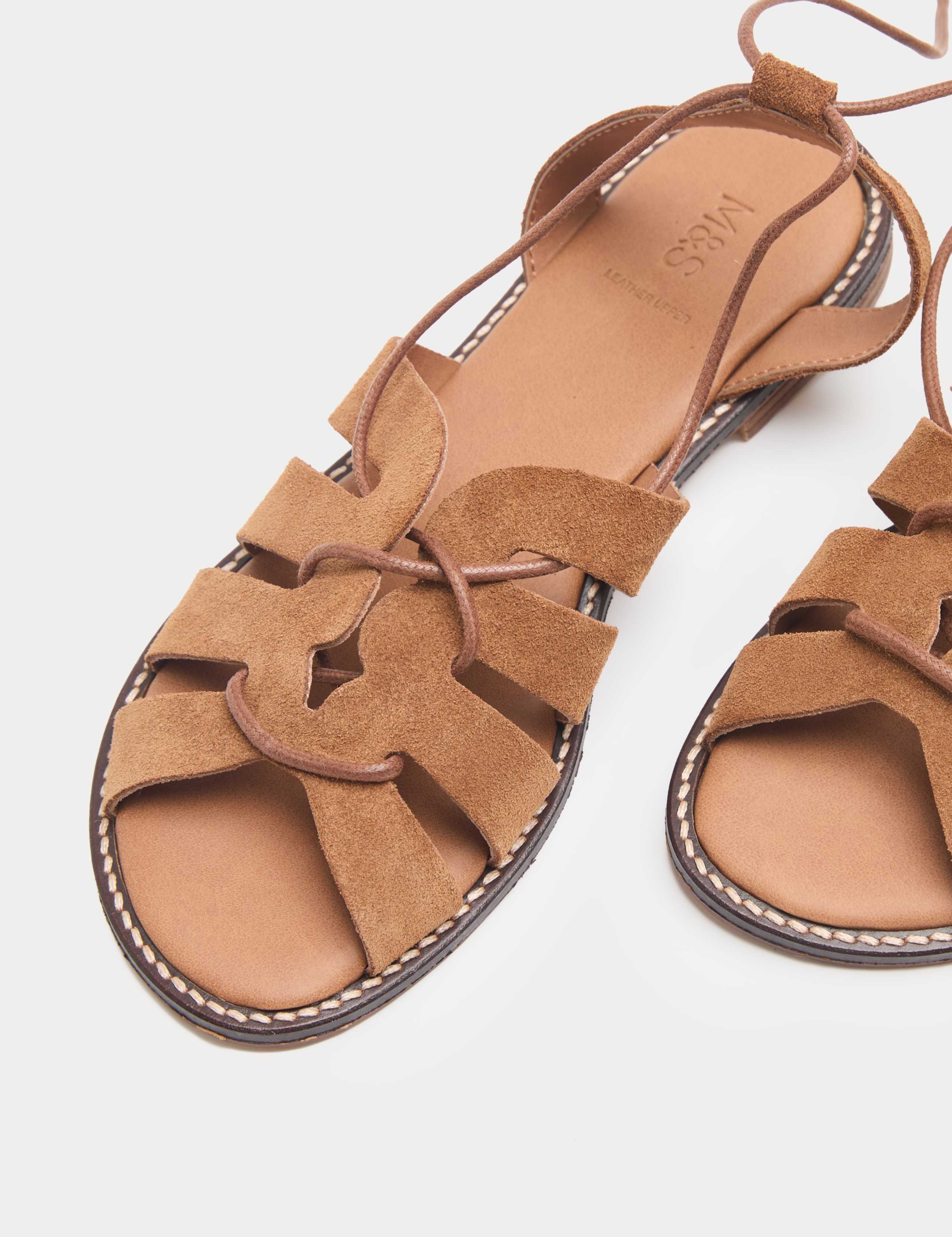 Suede Lace Up Flat Gladiator Sandals 3 of 3