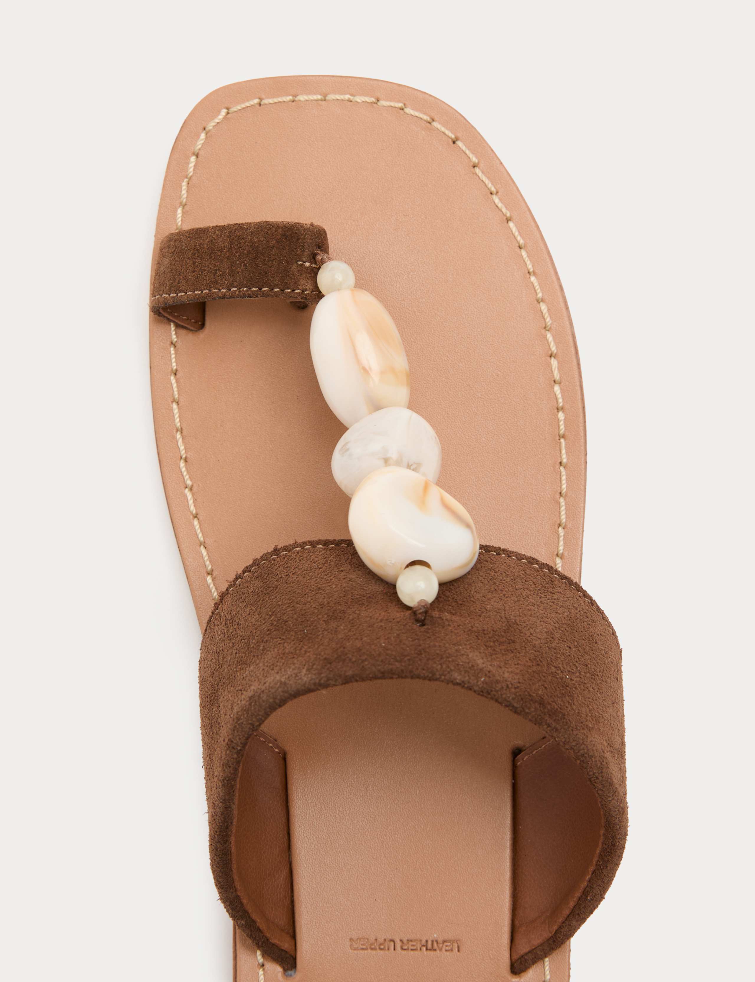 Suede Beaded Toe Post Mules 3 of 3