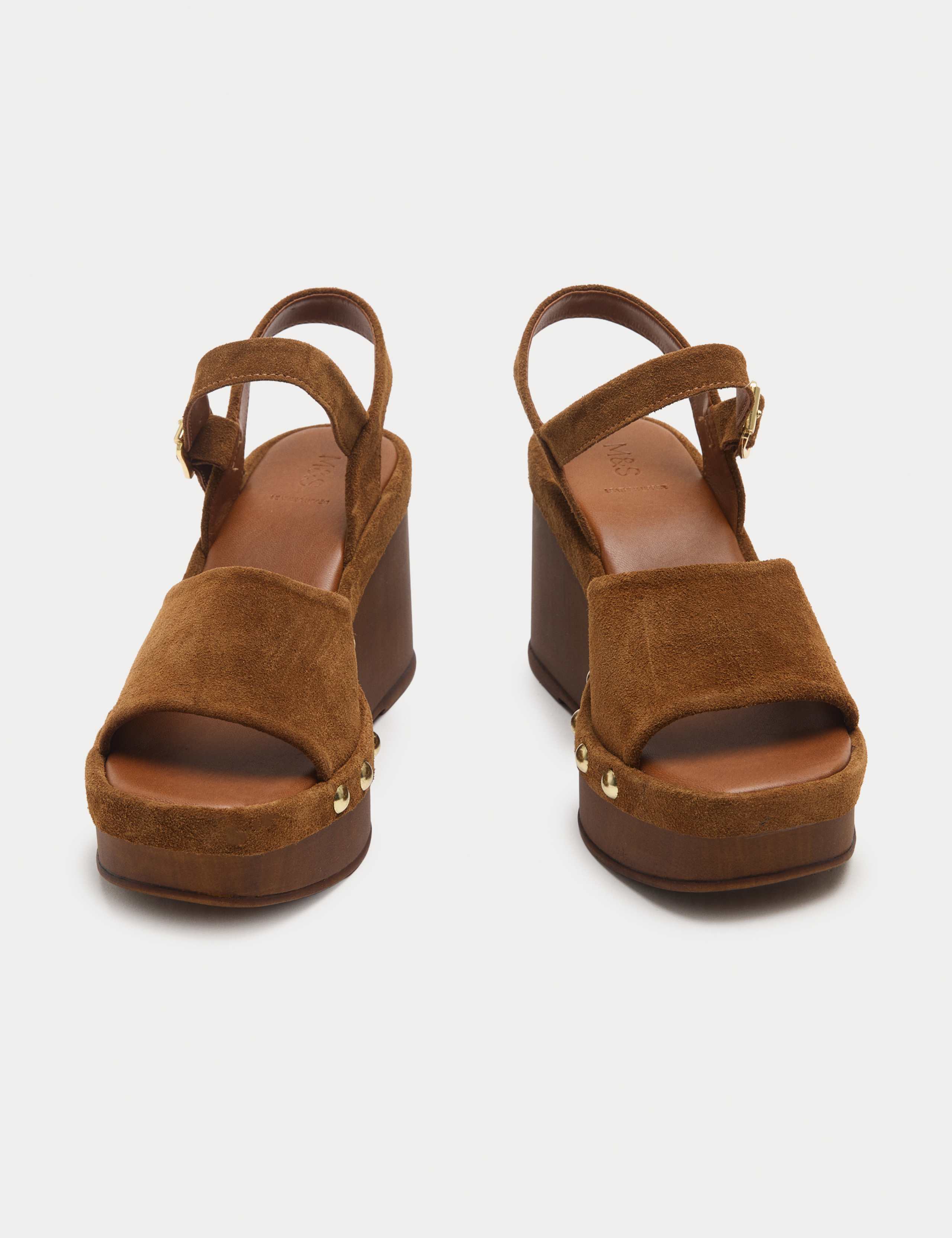 Suede Studded Wedge Open Toe Clog 1 of 3