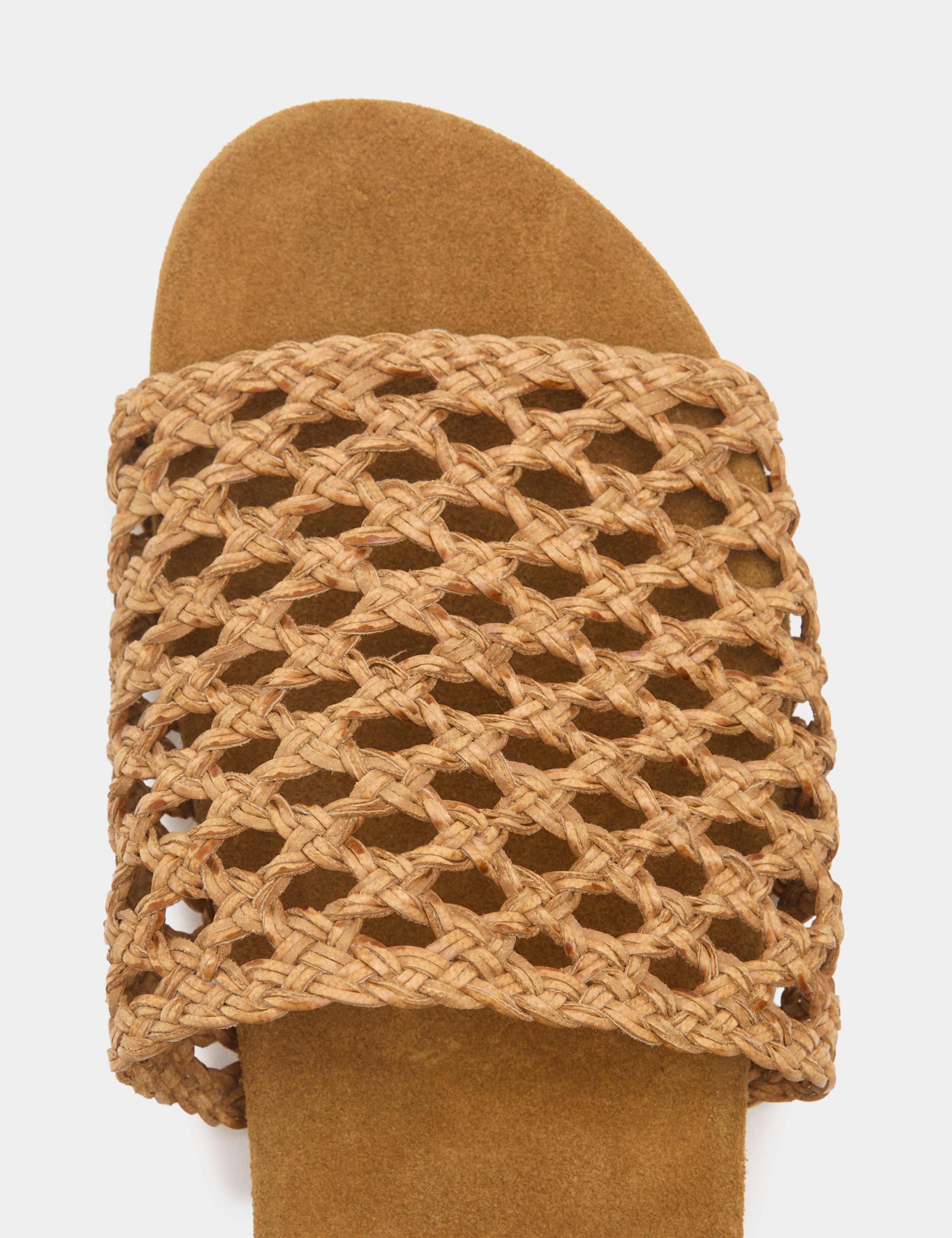 Leather Woven Flat Open Toe Mules 3 of 3