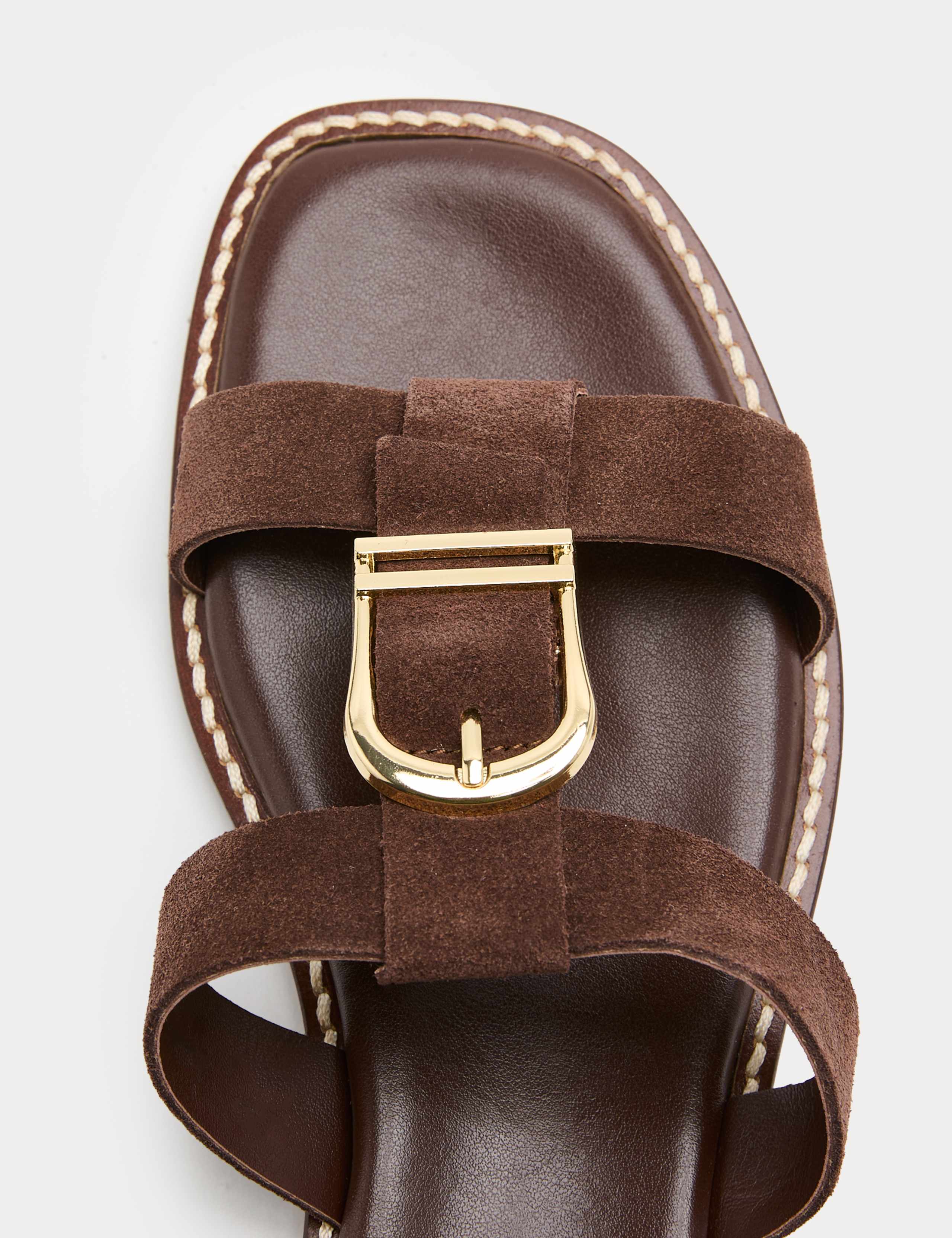 Suede Buckle Flat Mule Sandals 3 of 3