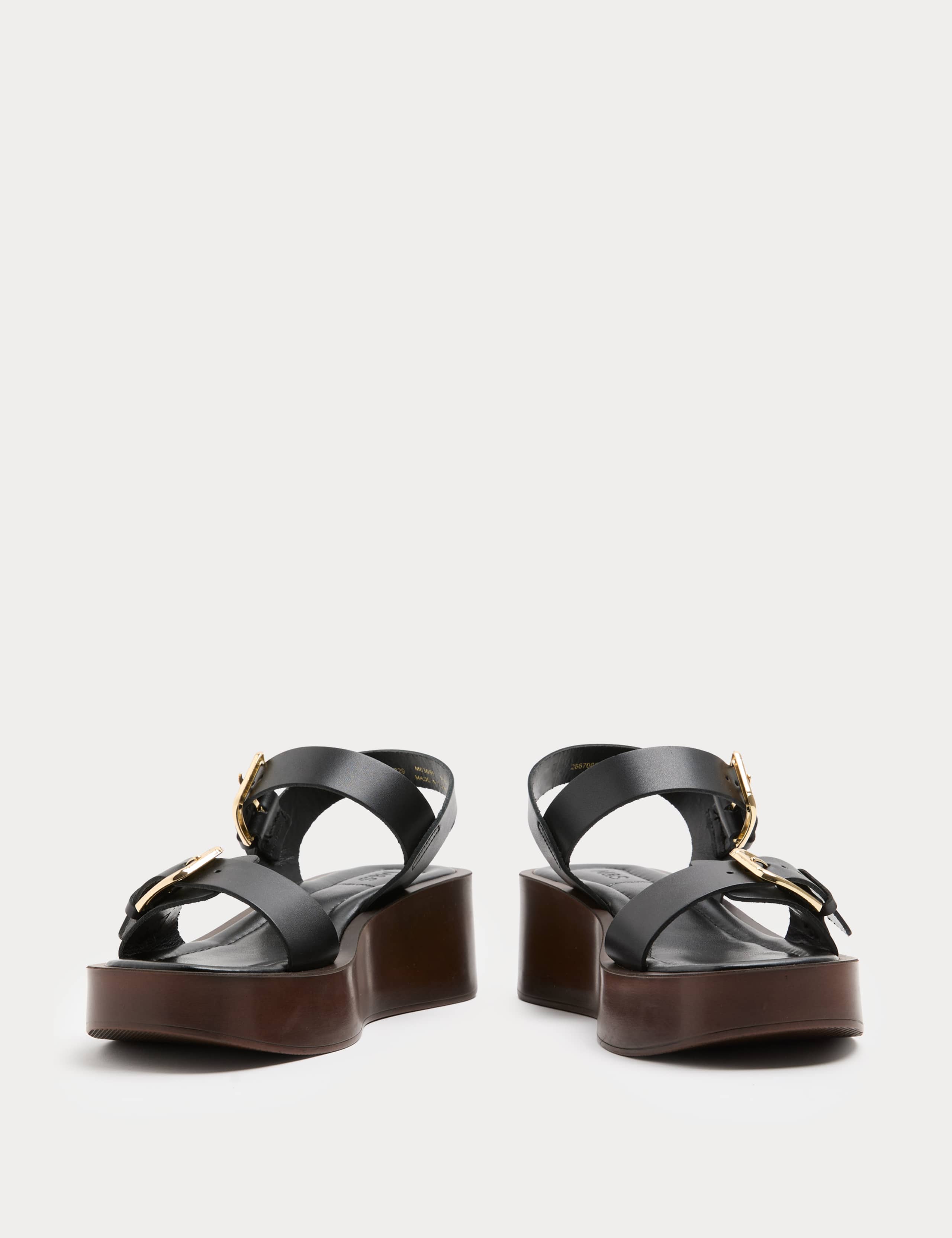 Leather Buckle Wedge Sandals 3 of 3