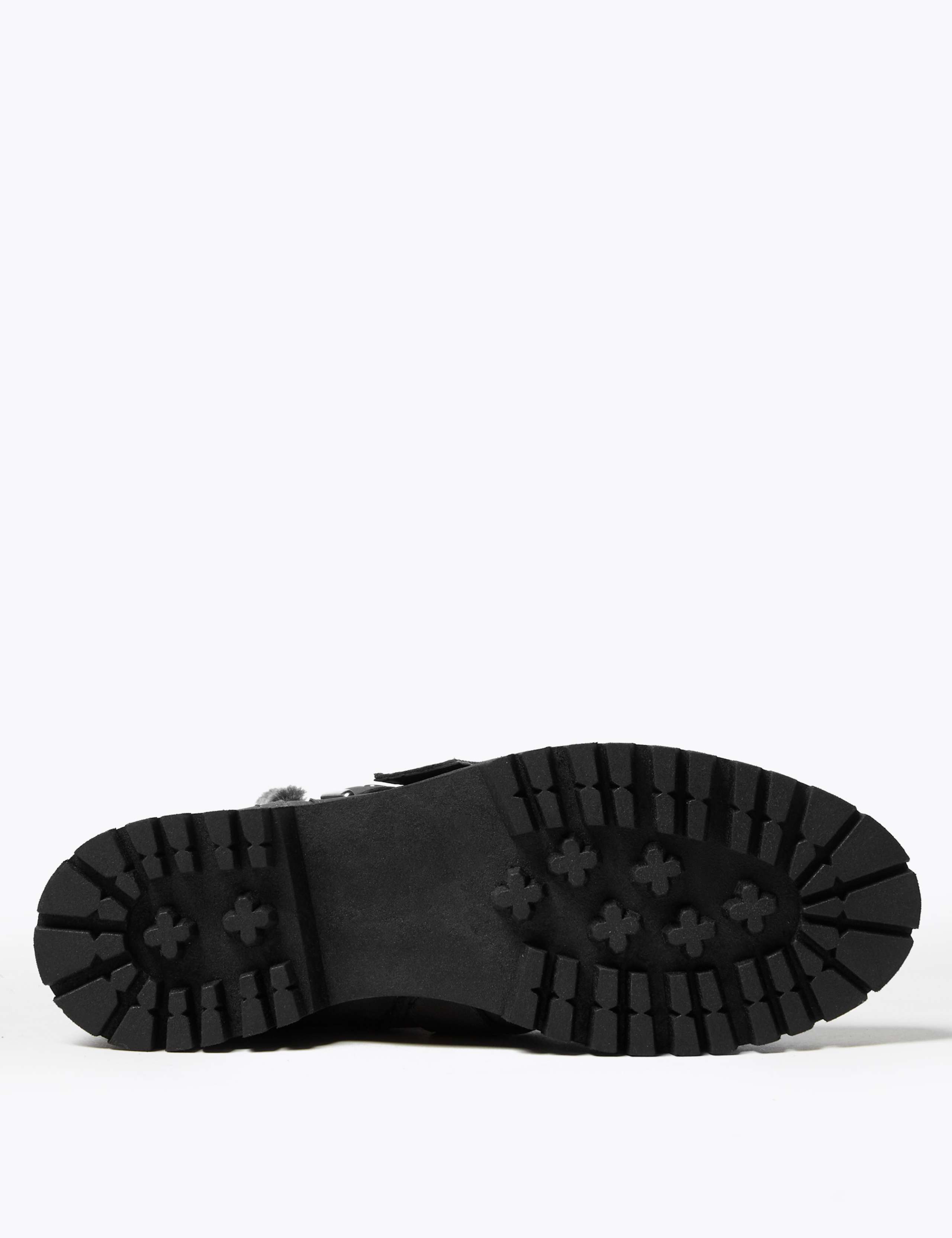 Leather Faux Fur Biker Ankle Boots 5 of 5