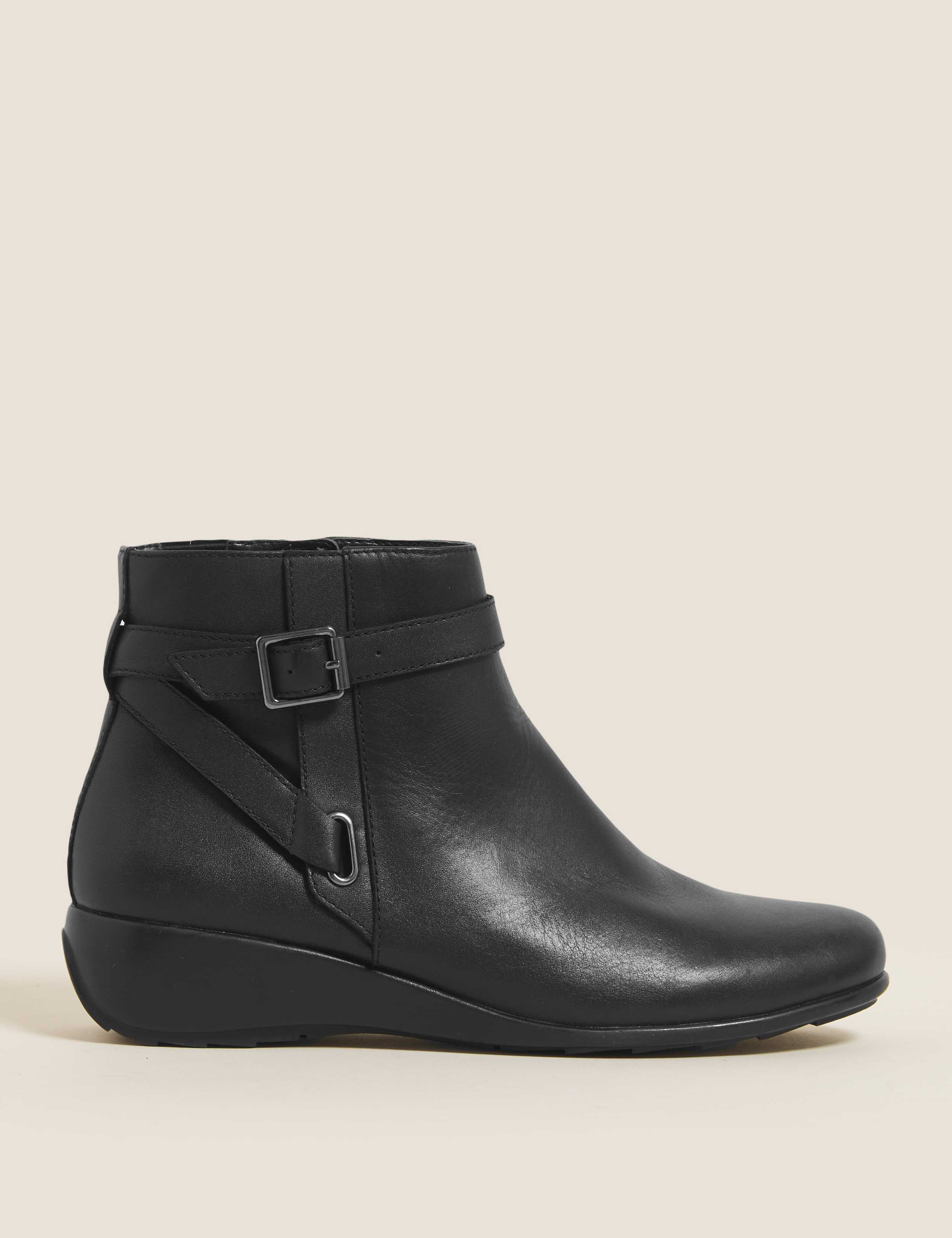 Leather Buckle Wedge Ankle Boots 4 of 4