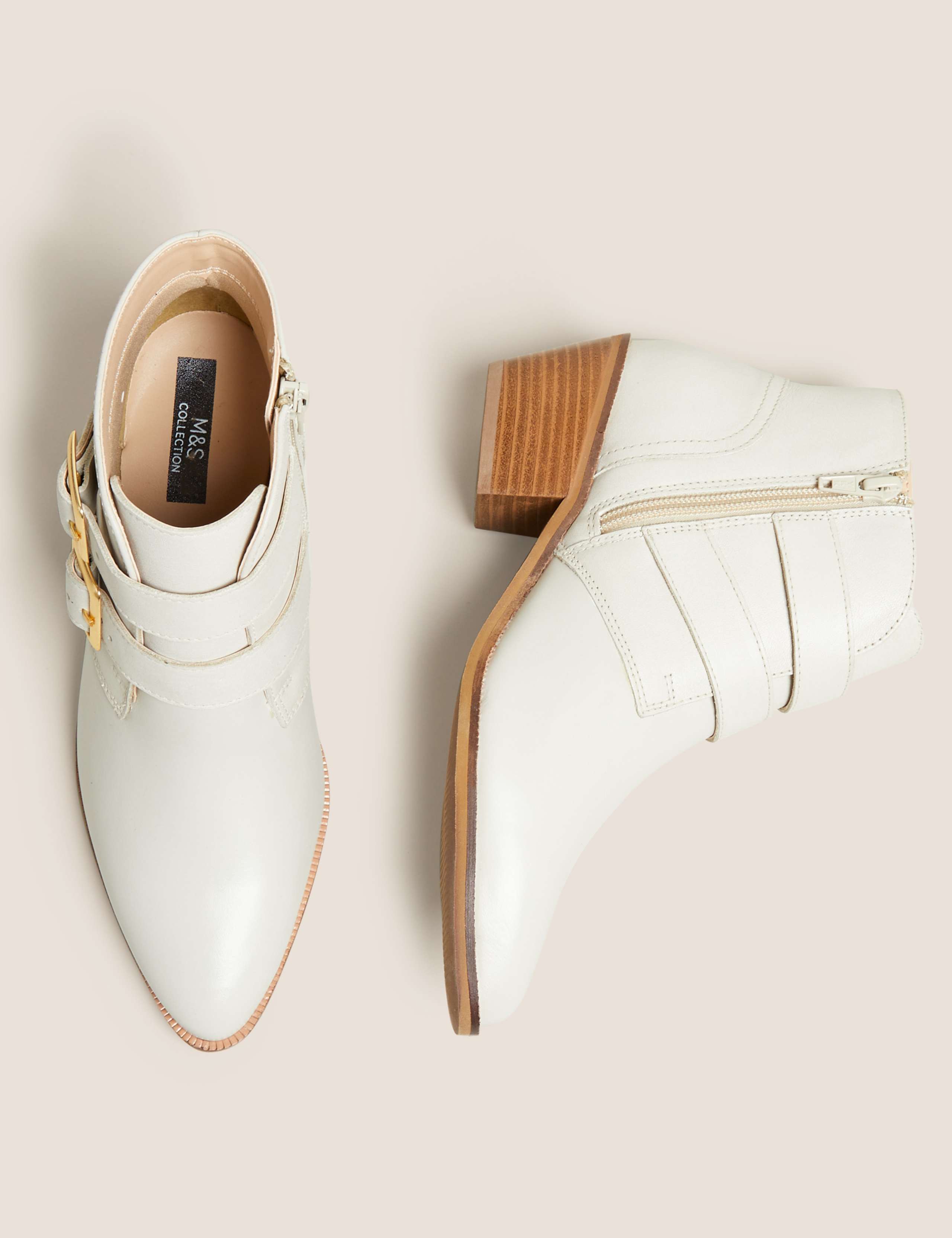 Leather Buckle Block Heel Ankle Boots 3 of 5