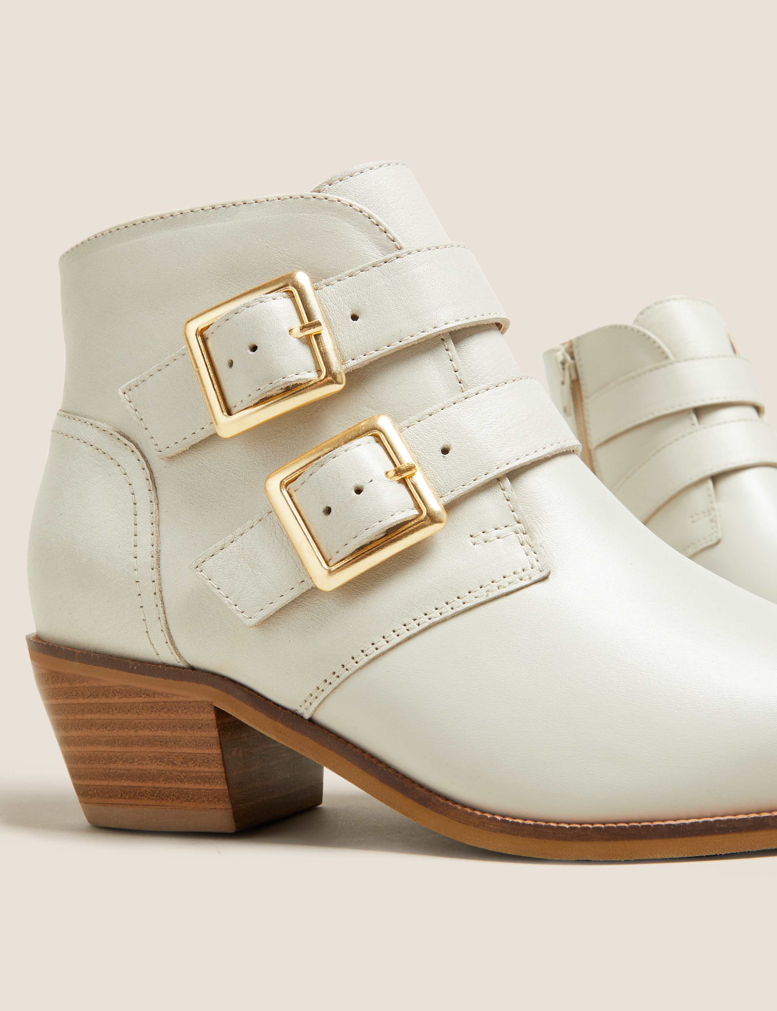 Leather Buckle Block Heel Ankle Boots 4 of 5