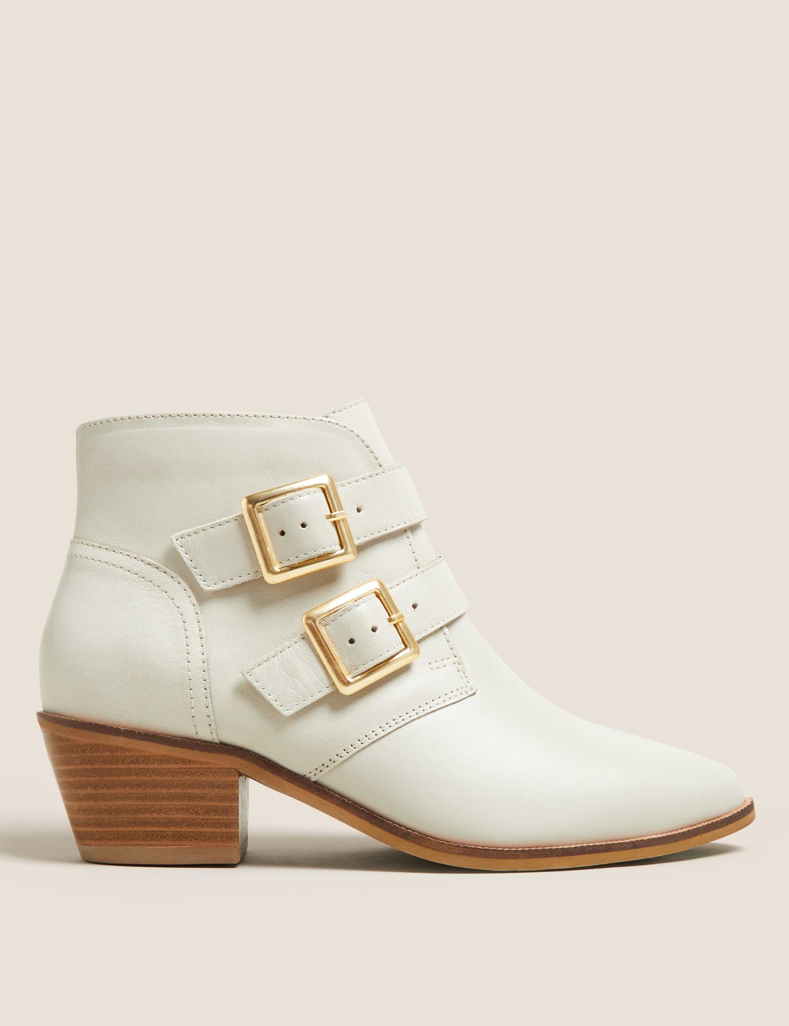 Leather Buckle Block Heel Ankle Boots 5 of 5
