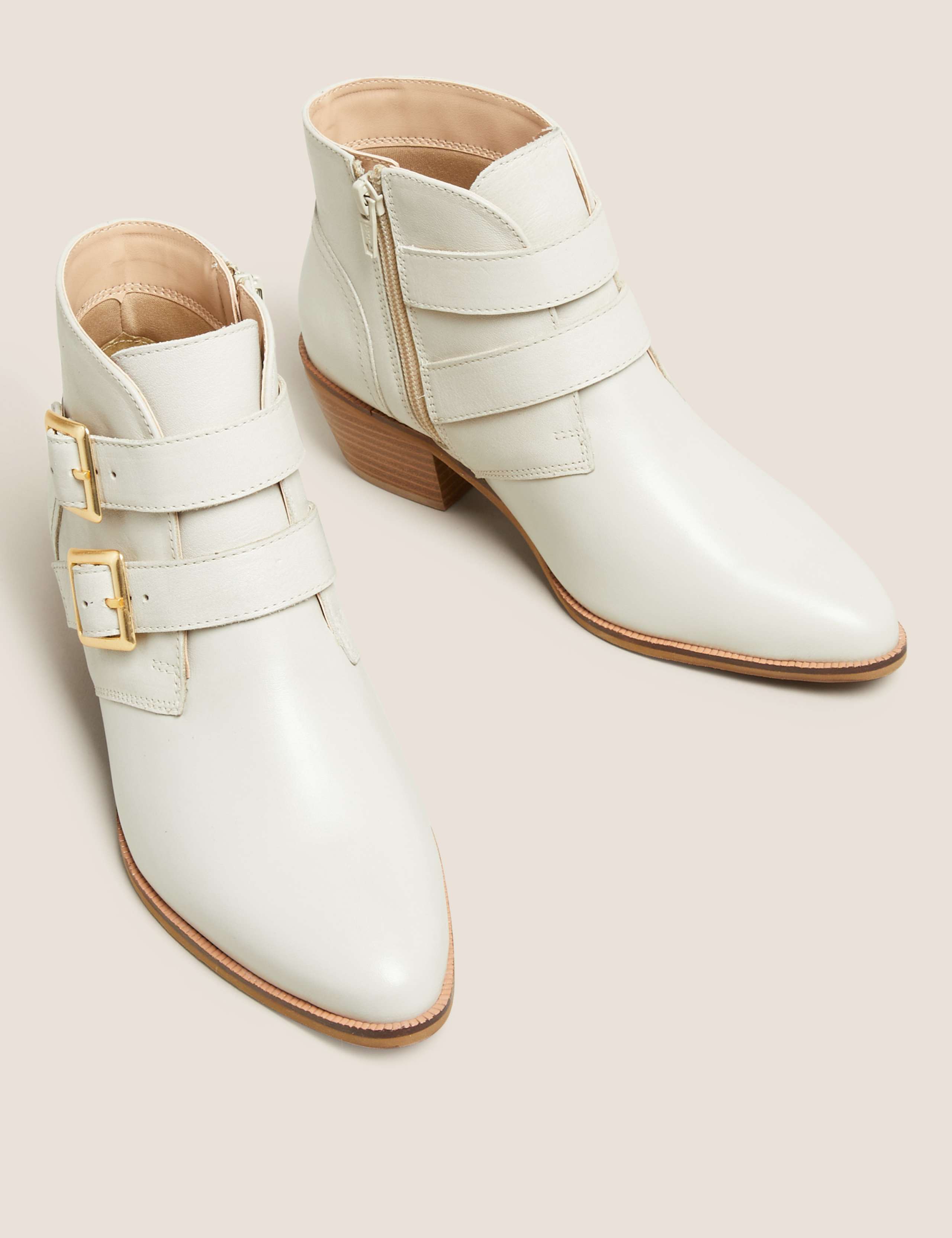 Leather Buckle Block Heel Ankle Boots 2 of 5