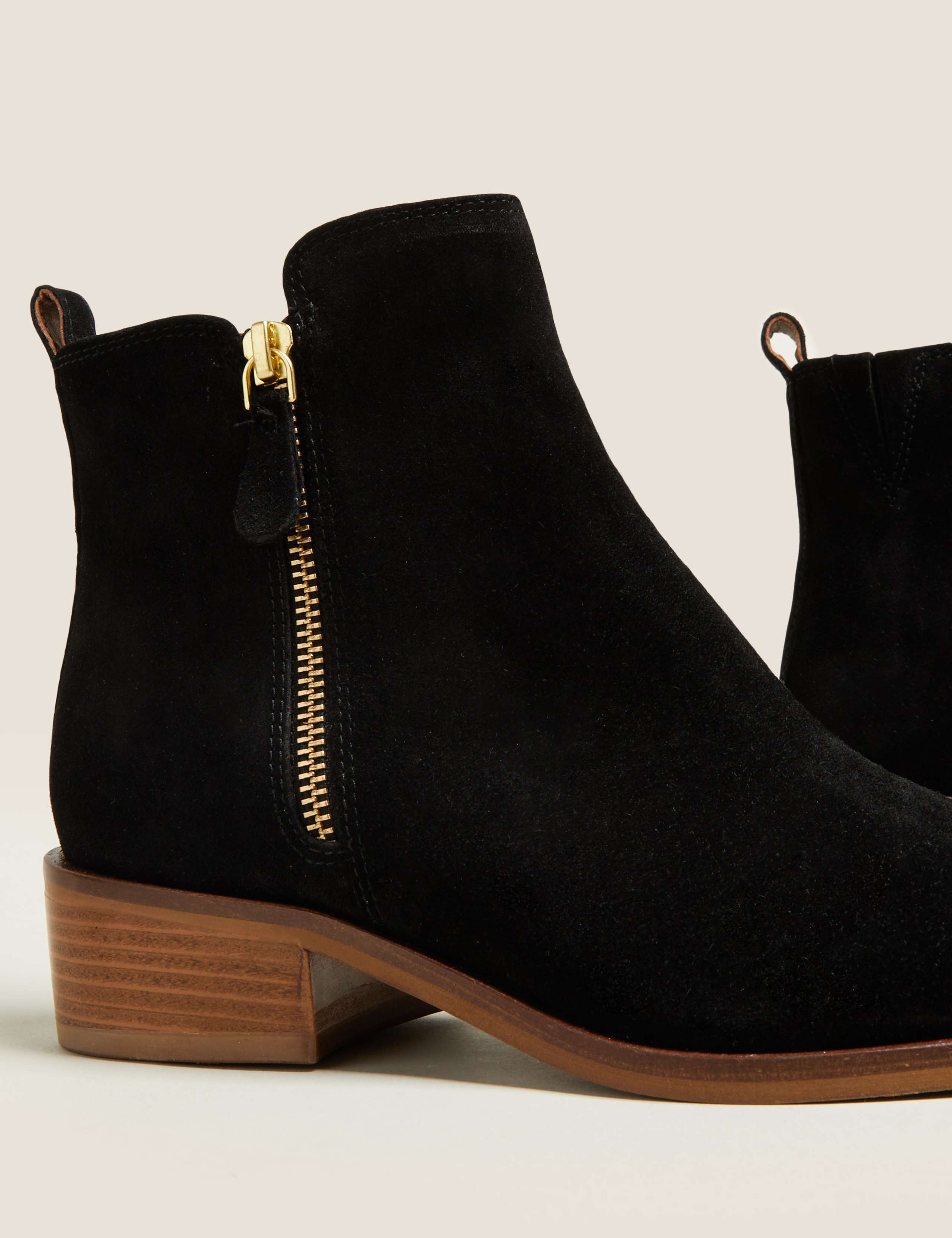 Suede Flat Square Toe Ankle Boots 5 of 6