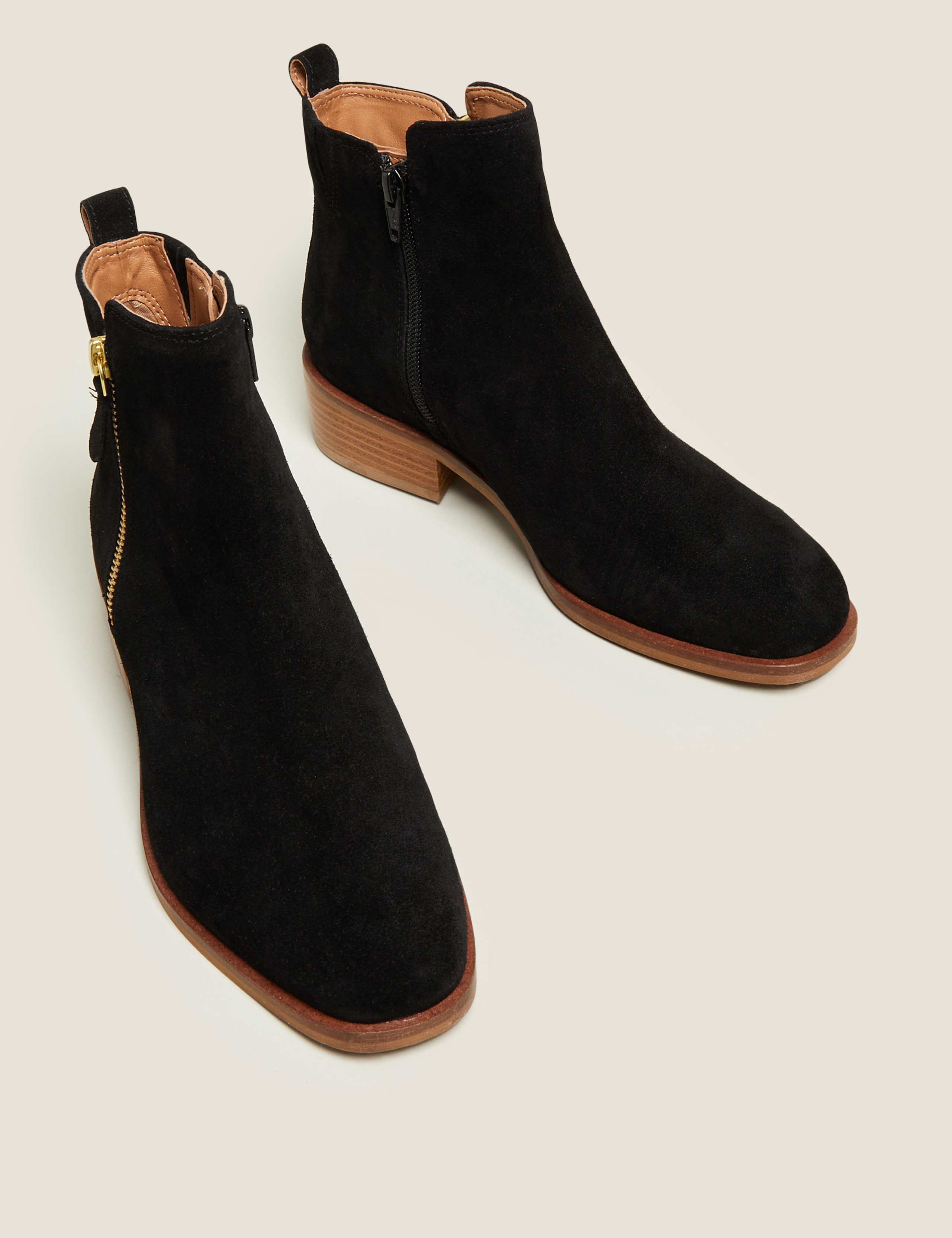 Suede Flat Square Toe Ankle Boots 2 of 6