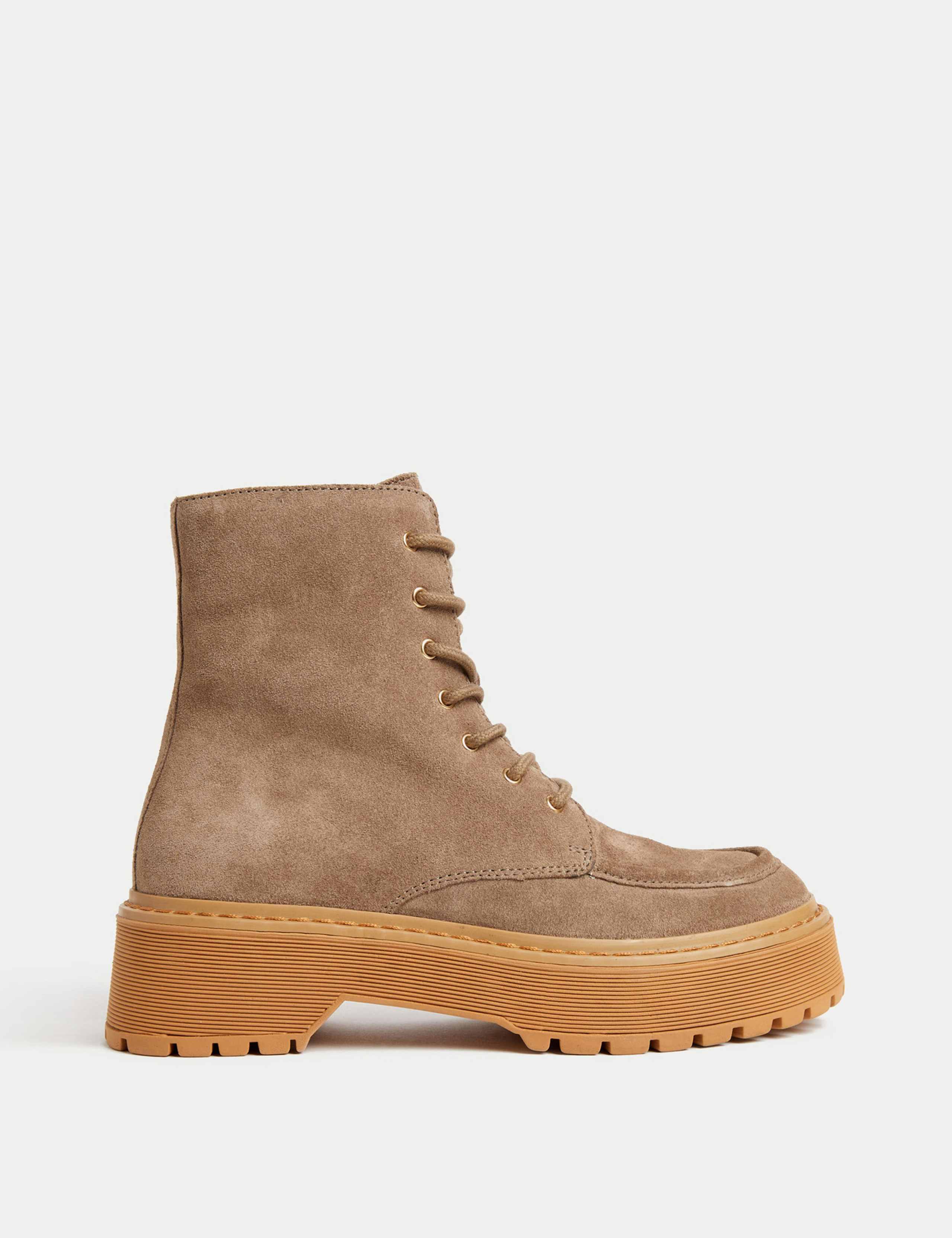 Suede Chunky Lace Up Platform Boots 1 of 3