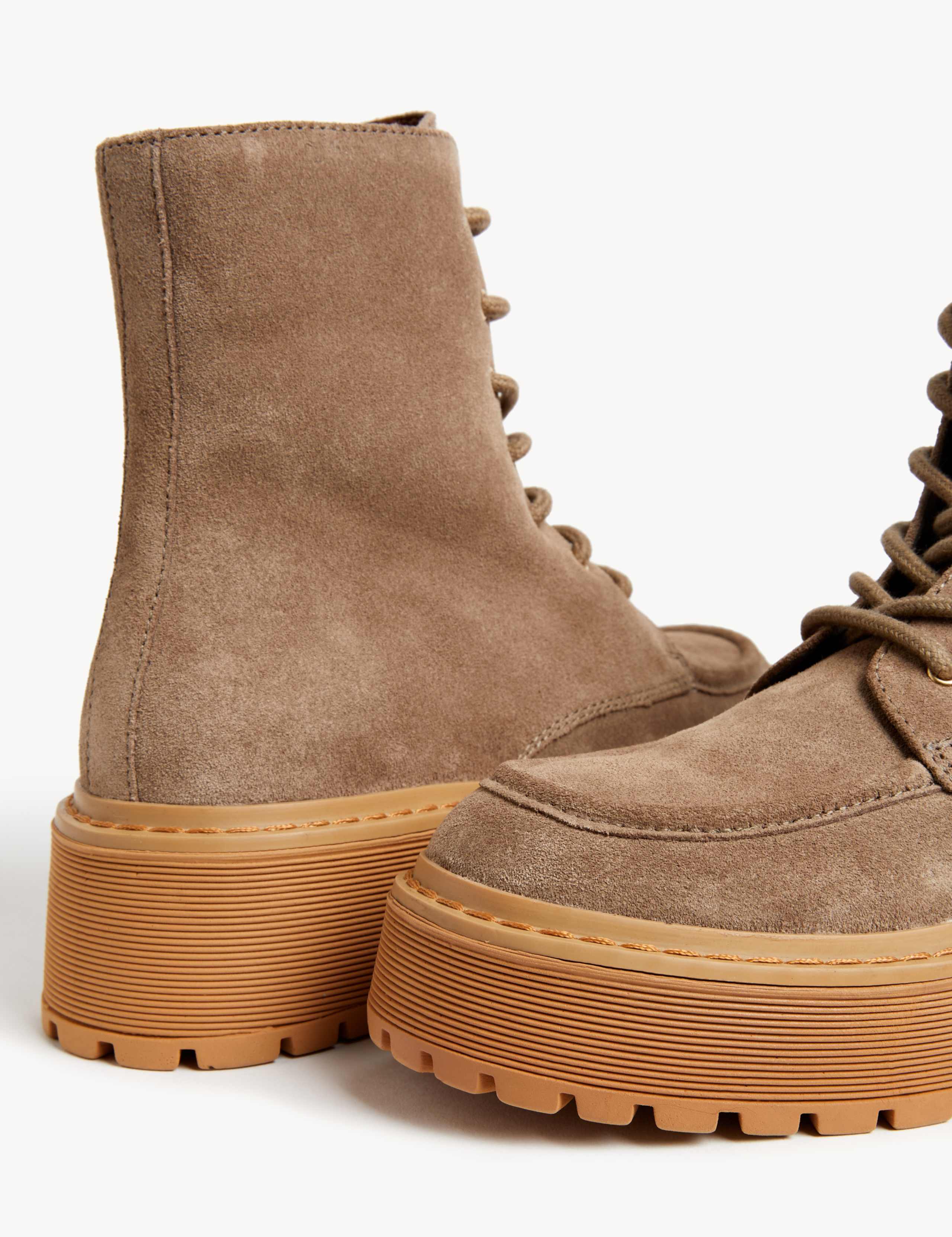 Suede Chunky Lace Up Platform Boots 3 of 3
