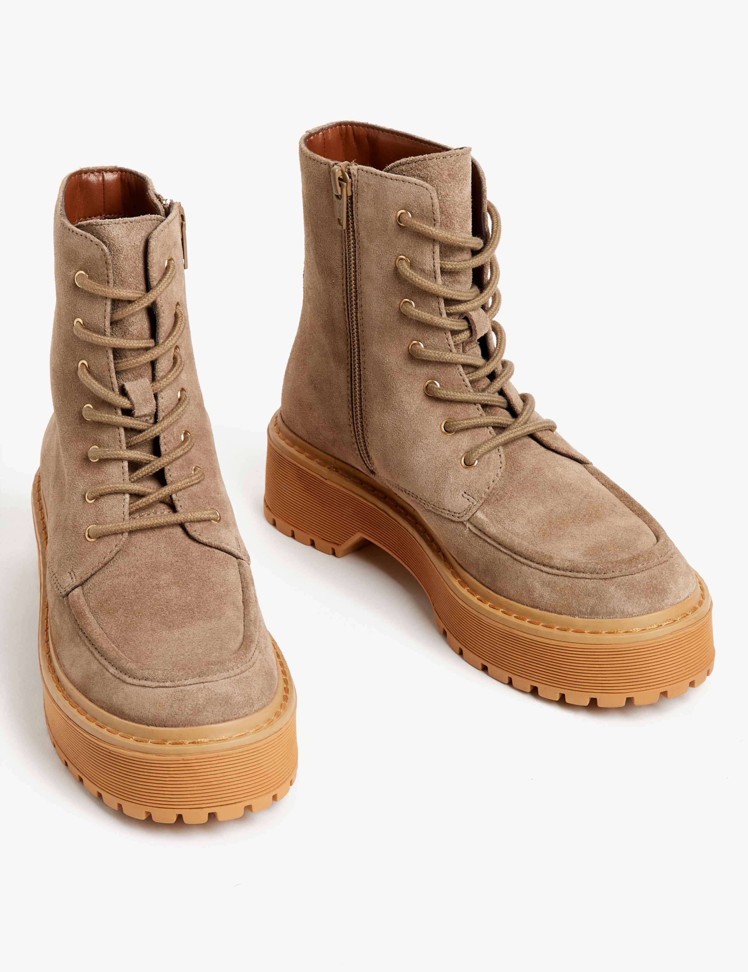 Suede Chunky Lace Up Platform Boots 2 of 3
