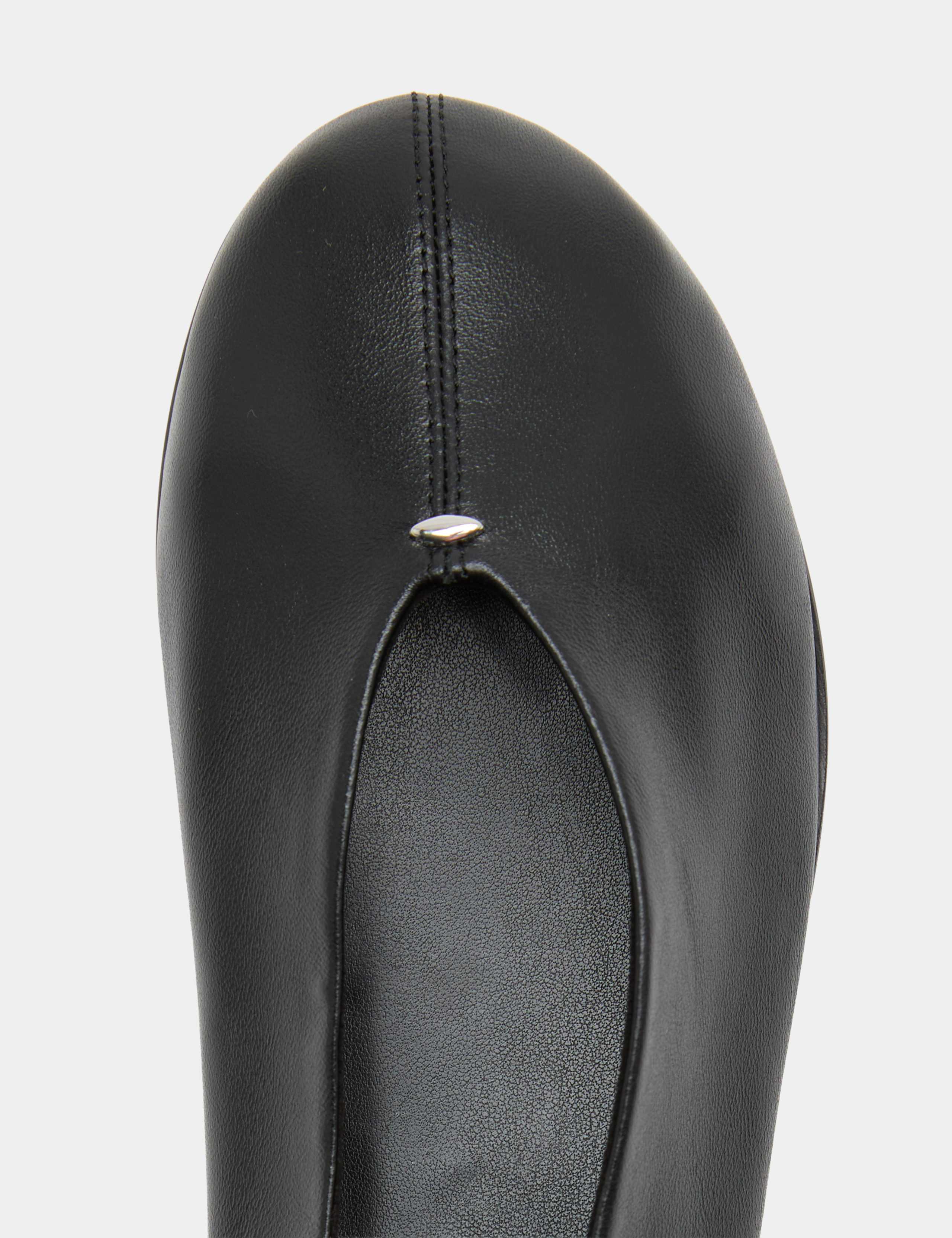 Leather Metallic Round Toe Ballet Pumps 3 of 3
