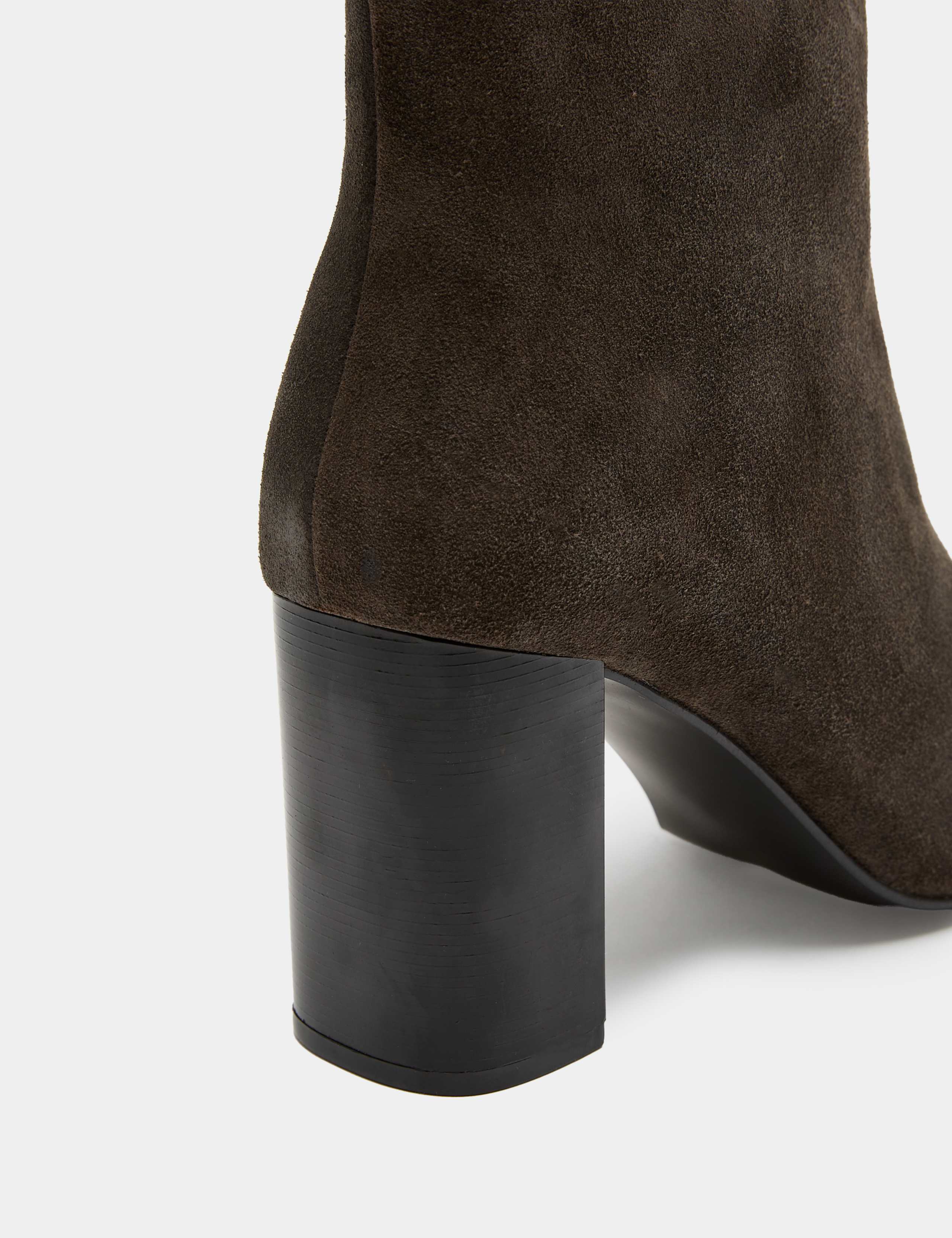 Suede Block Heel Square Toe Ankle Boots 3 of 3