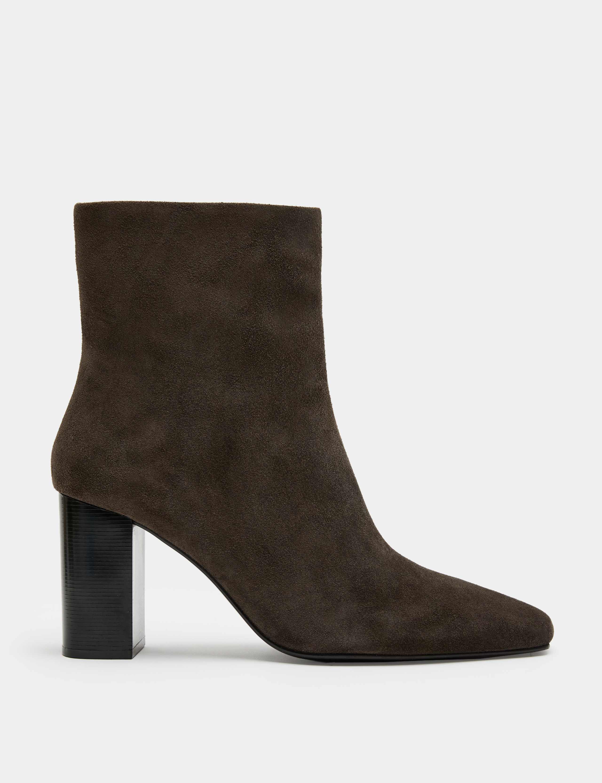 Suede Block Heel Square Toe Ankle Boots 2 of 3