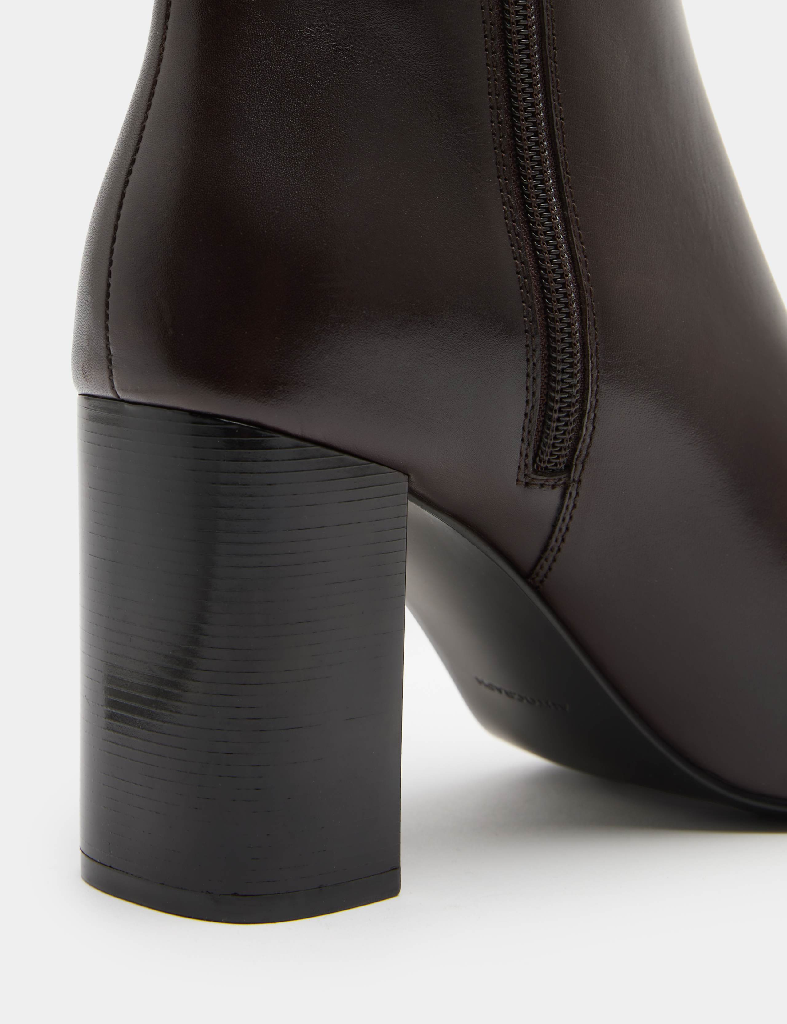 Leather Block Heel Square Toe Ankle Boots 3 of 3