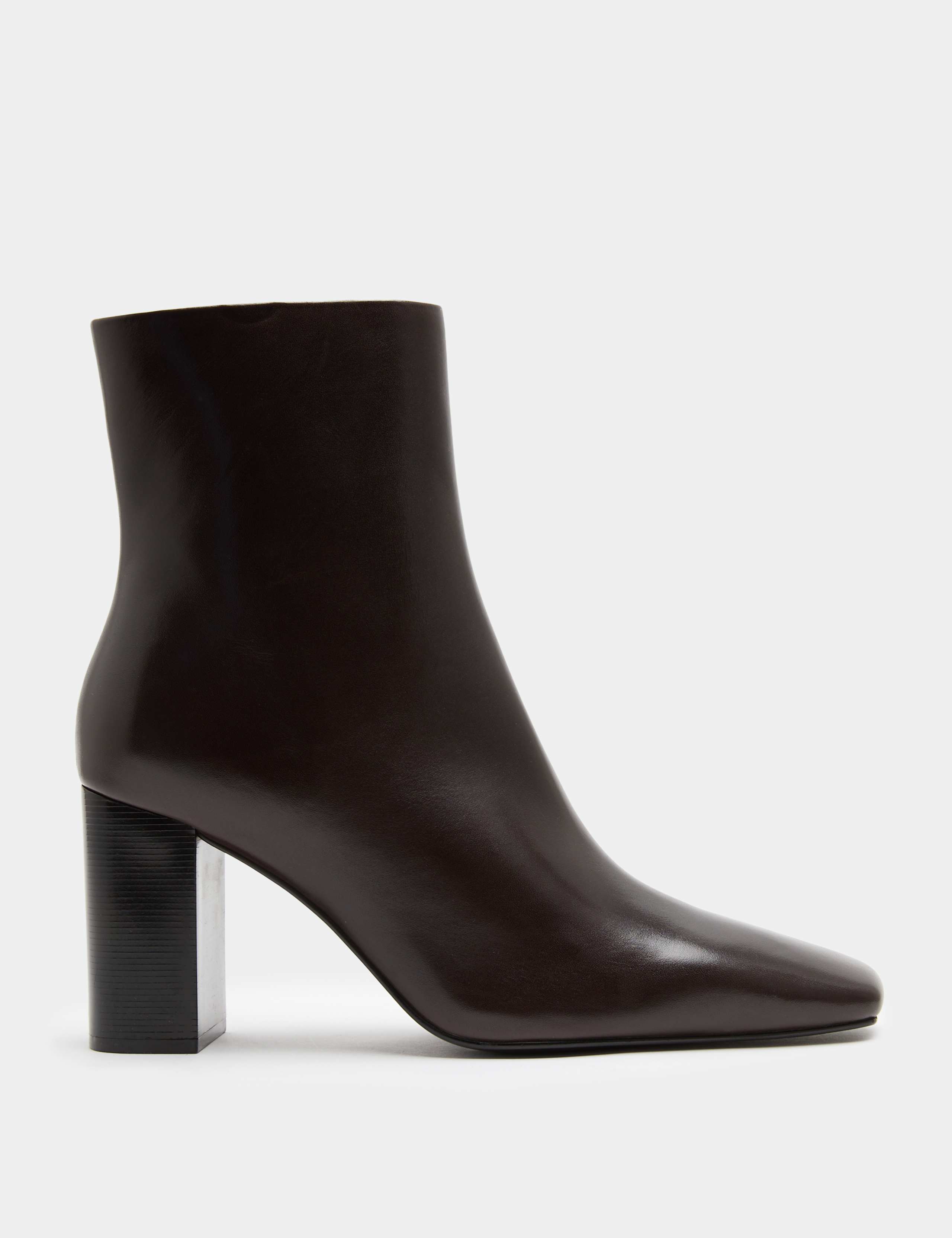 Leather Square Toe Block Heel Ankle Boots 2 of 3