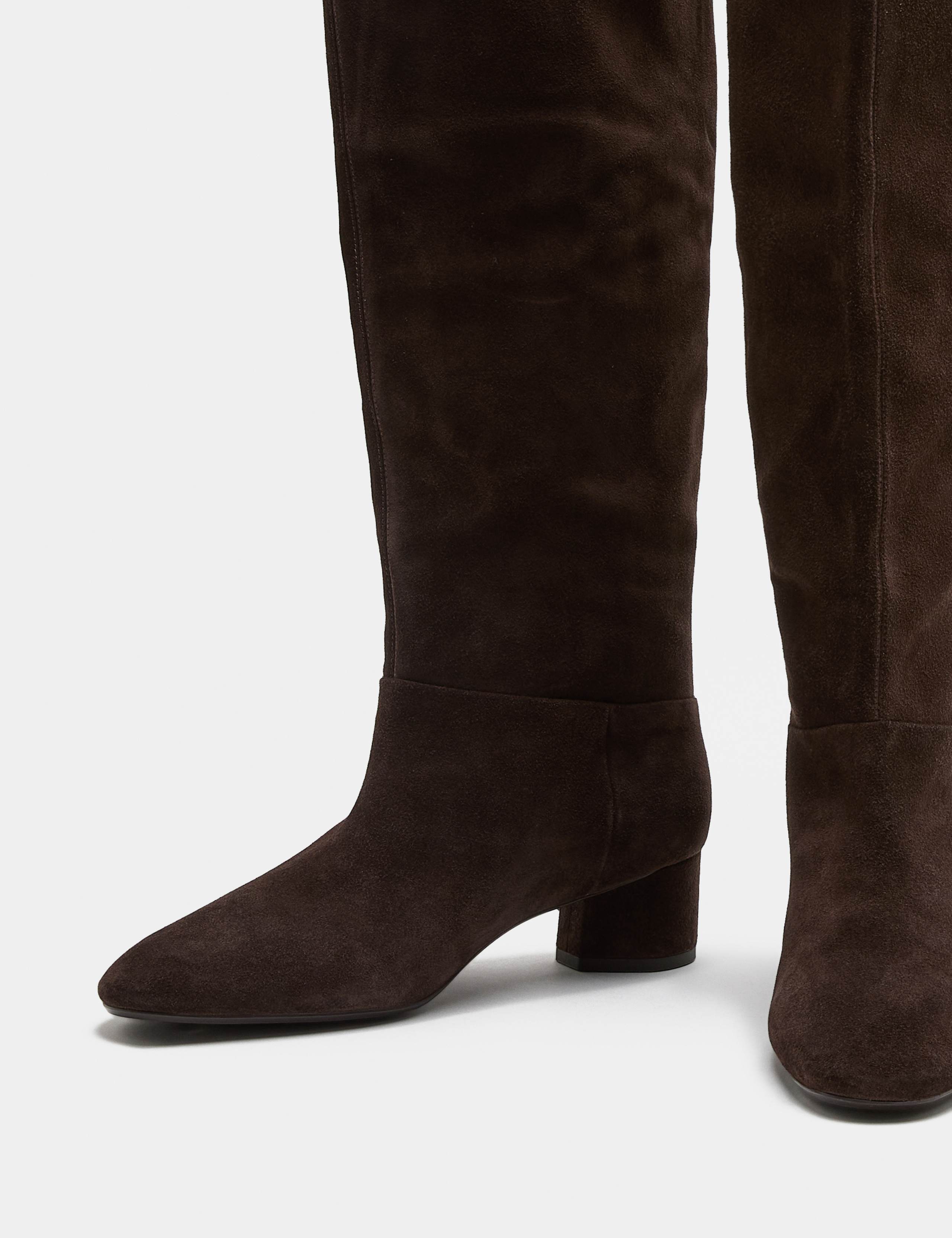 Suede Block Heel Knee High Boots 2 of 3