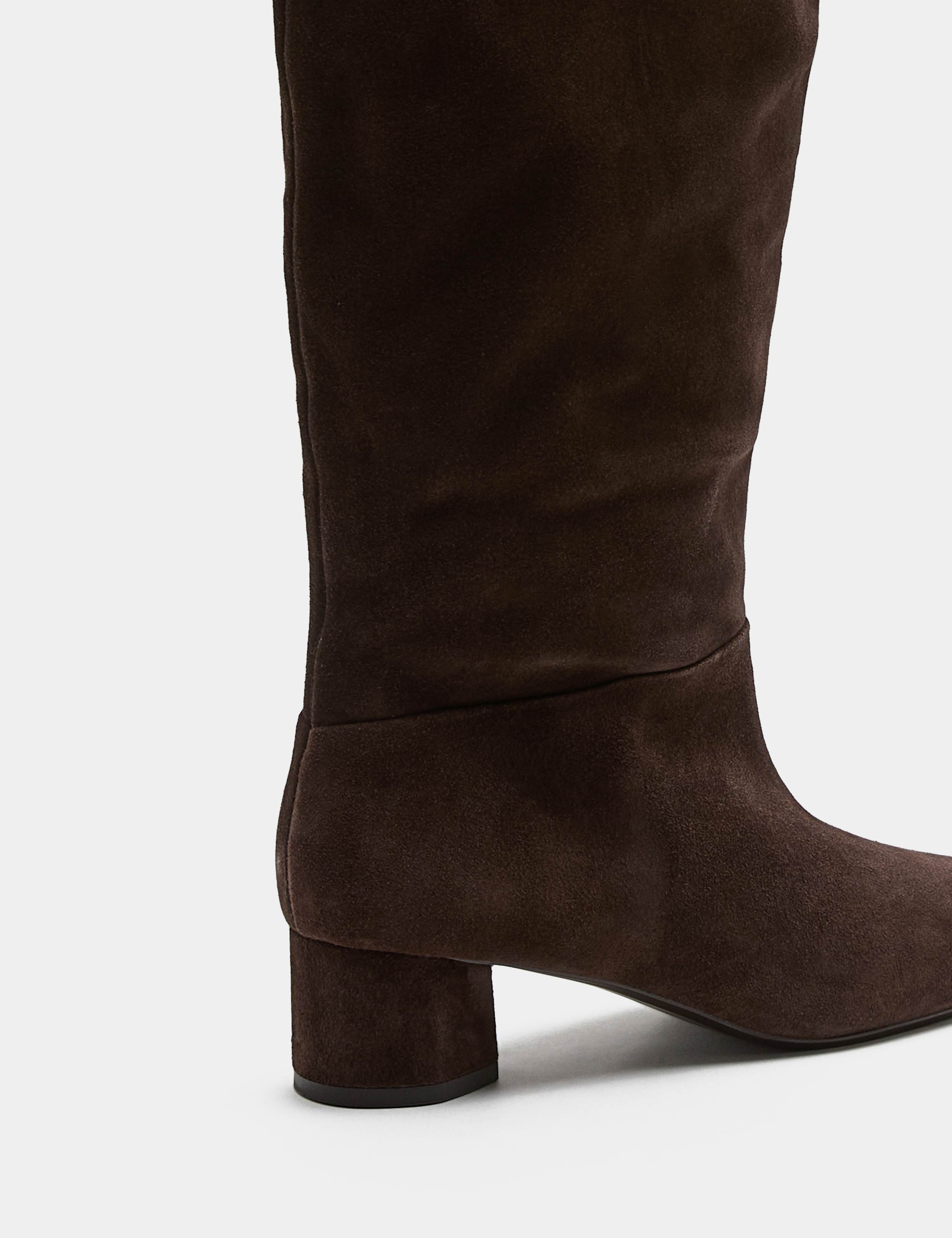 Suede Block Heel Knee High Boots 3 of 3