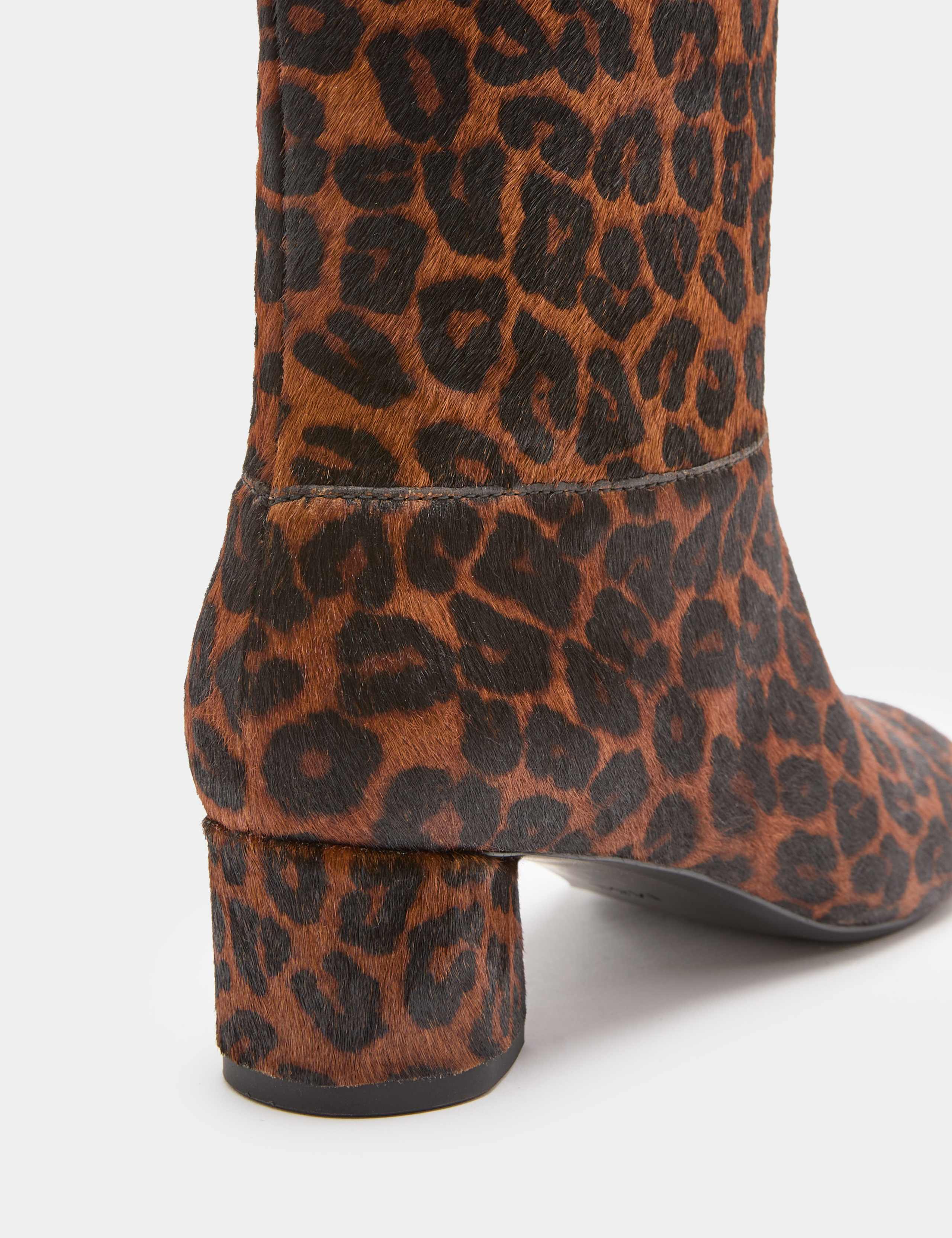 Leather Leopard Print Knee High Boots 3 of 3