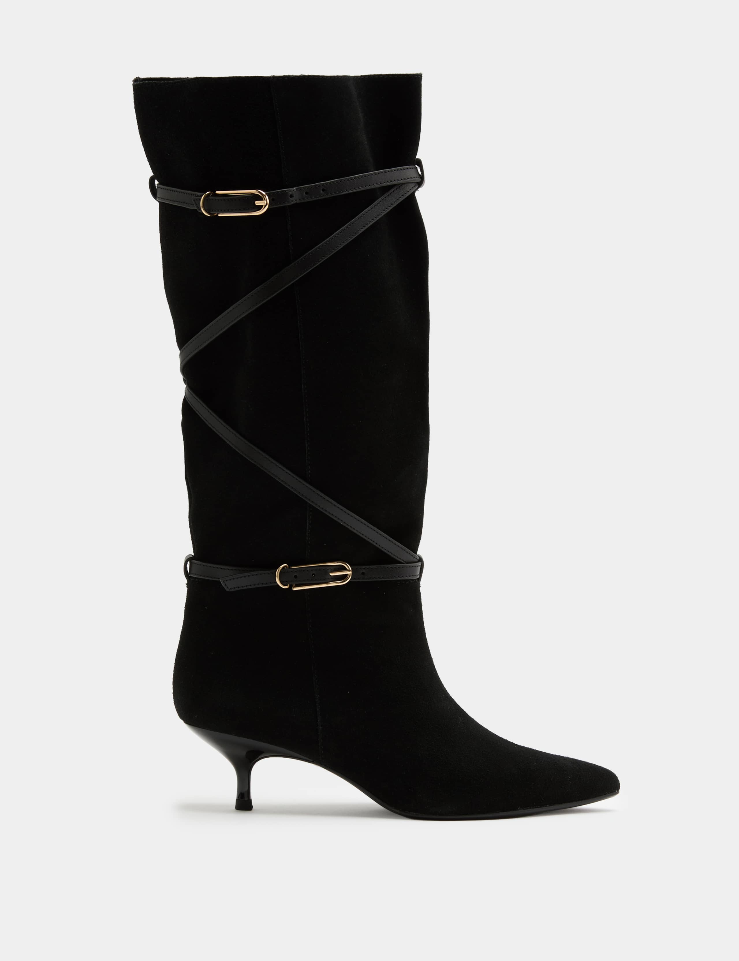 Suede Buckle Wrap Knee High Boots 2 of 3