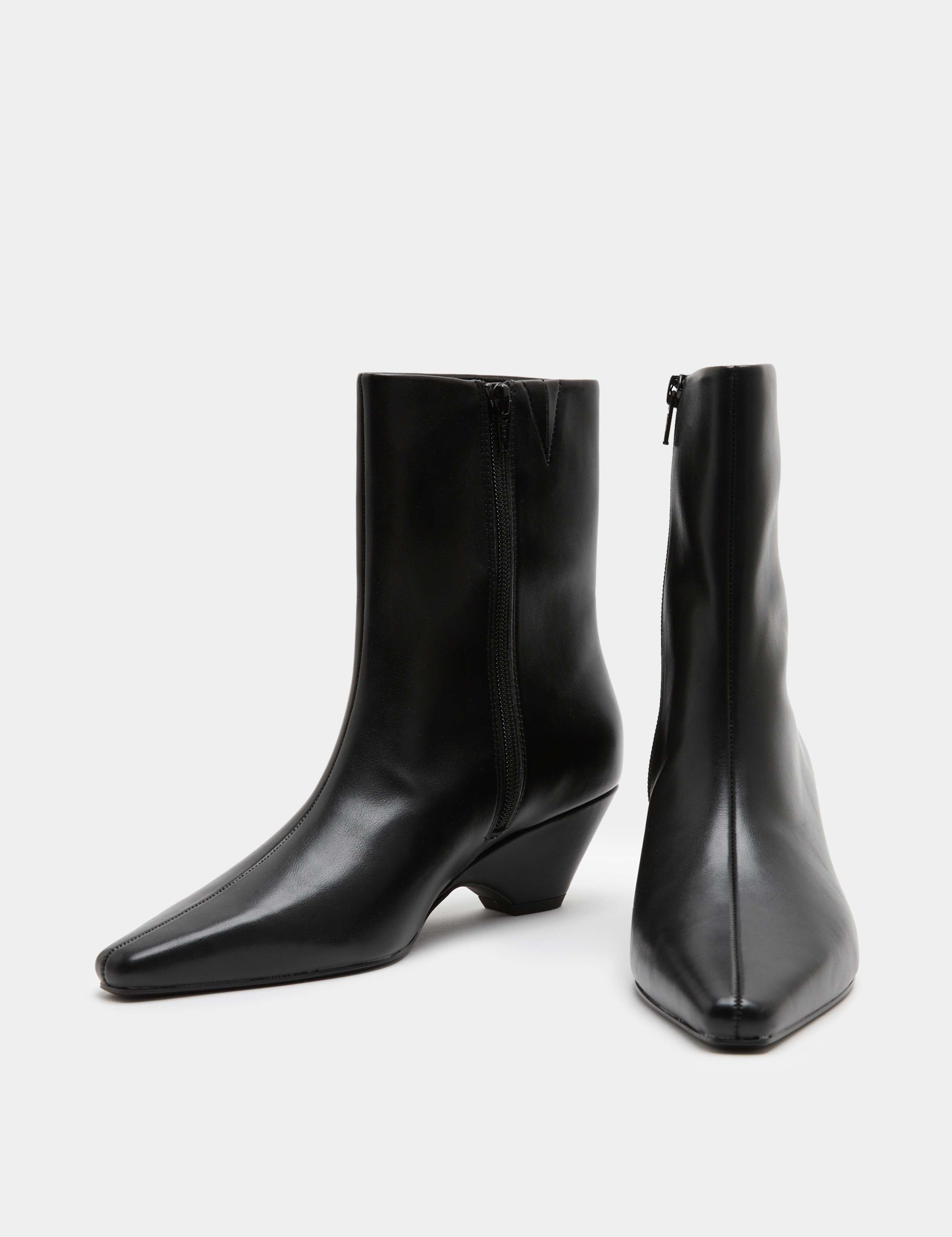 Polished Chisel Toe Wedge Ankle Boots 1 of 3