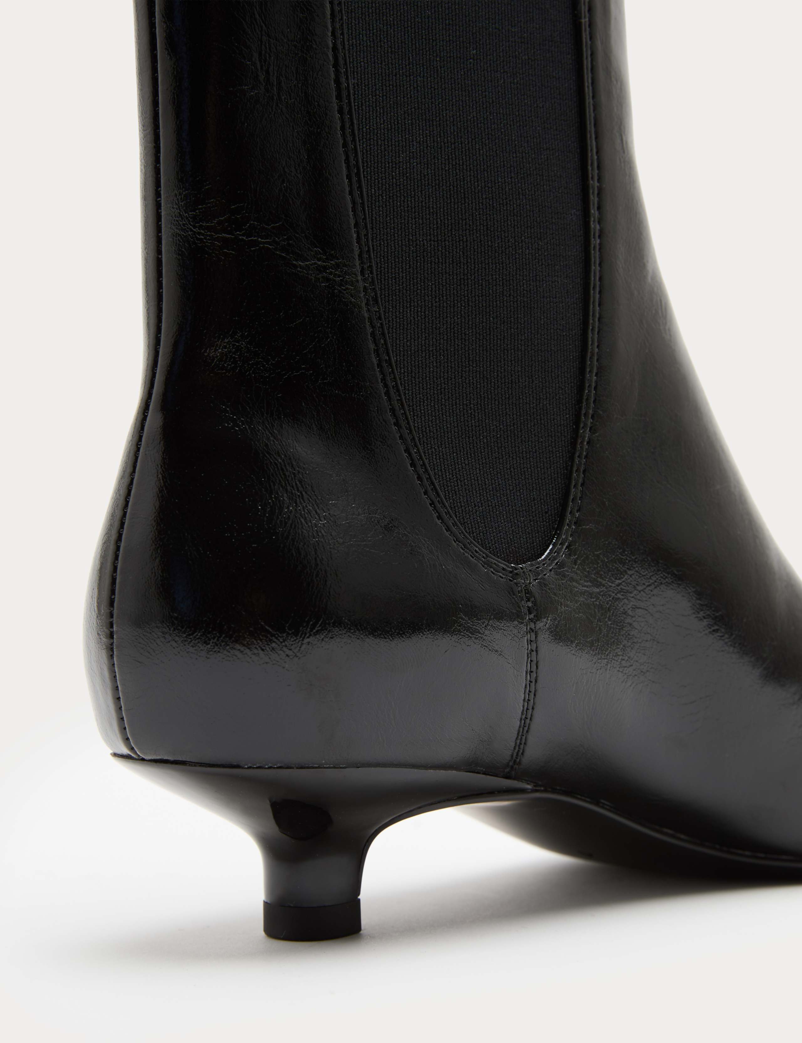 Patent Chelsea Kitten Heel Pointed Ankle Boots 3 of 3