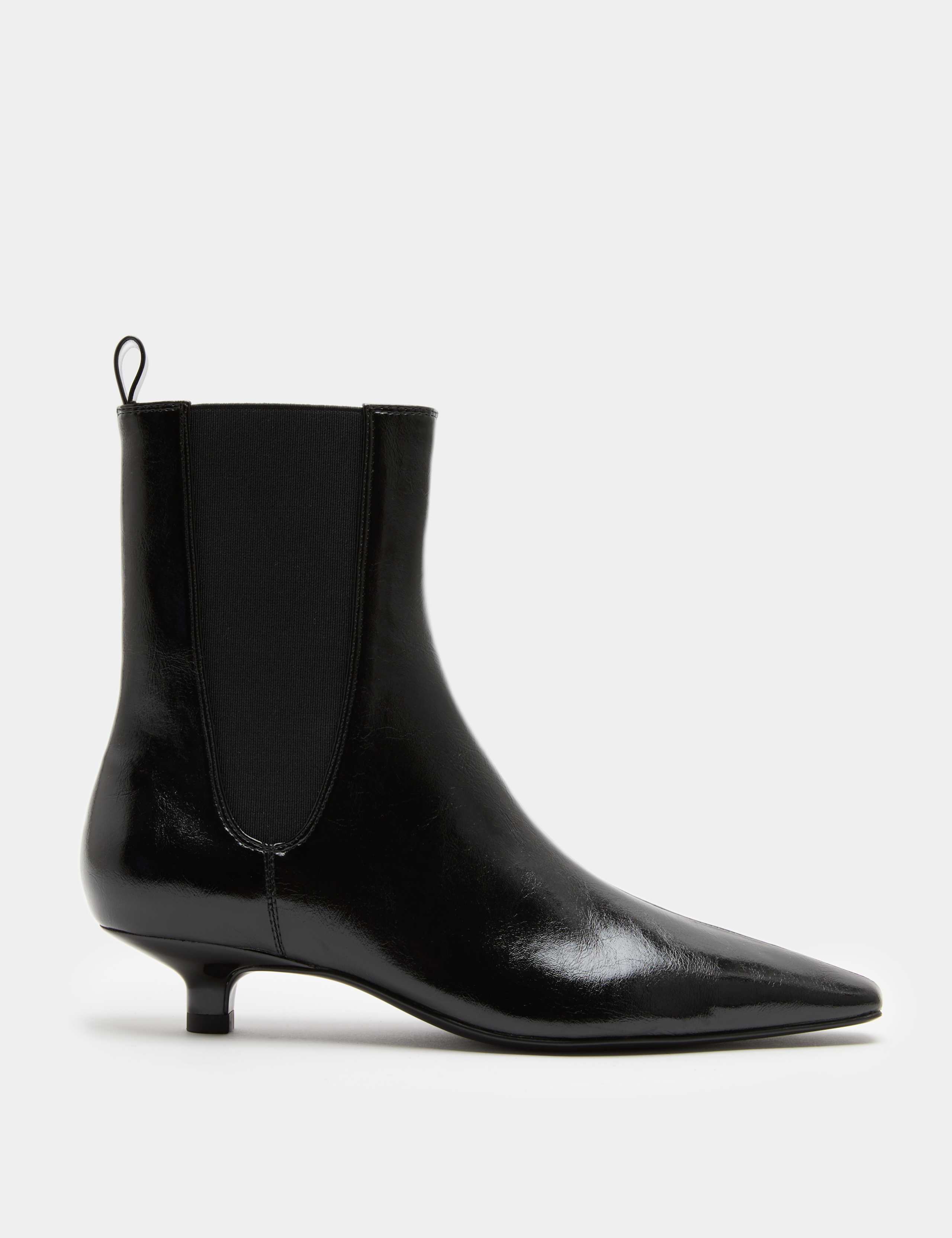 Patent Chelsea Kitten Heel Pointed Ankle Boots 2 of 3