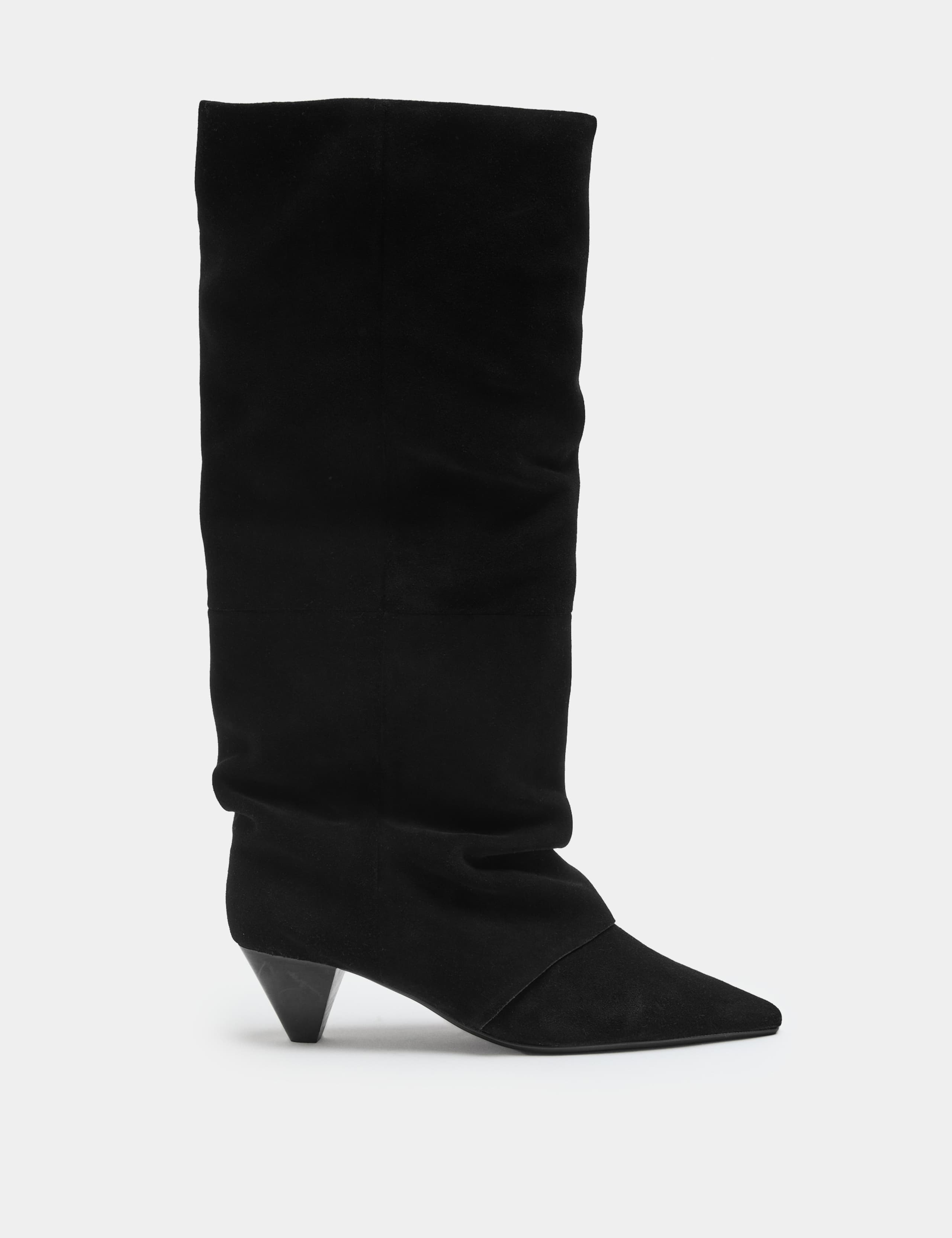 Suede Slouchy Kitten Heel Knee High Boots 2 of 3
