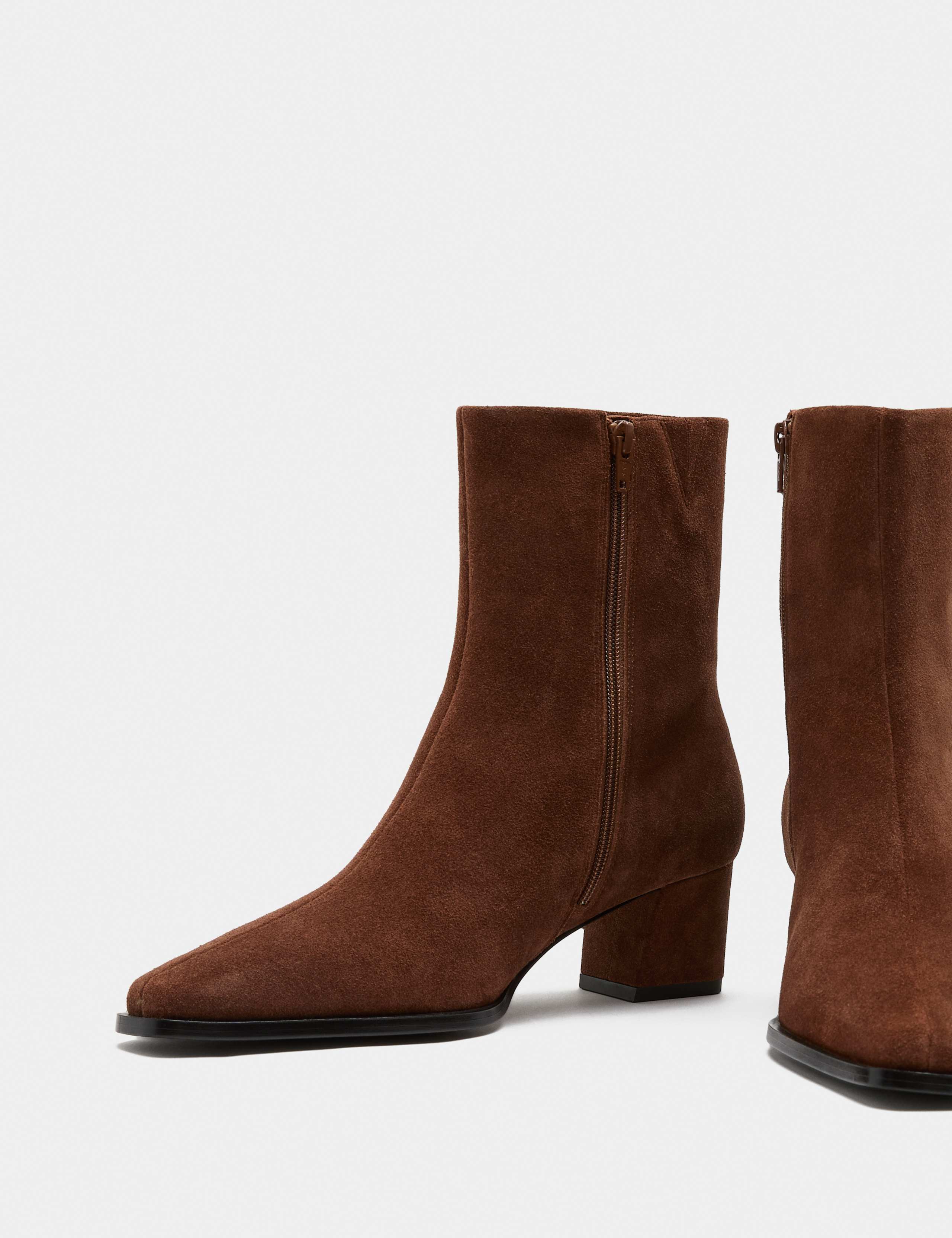 Textured Block Heel Chisel Toe Ankle Boots 2 of 3