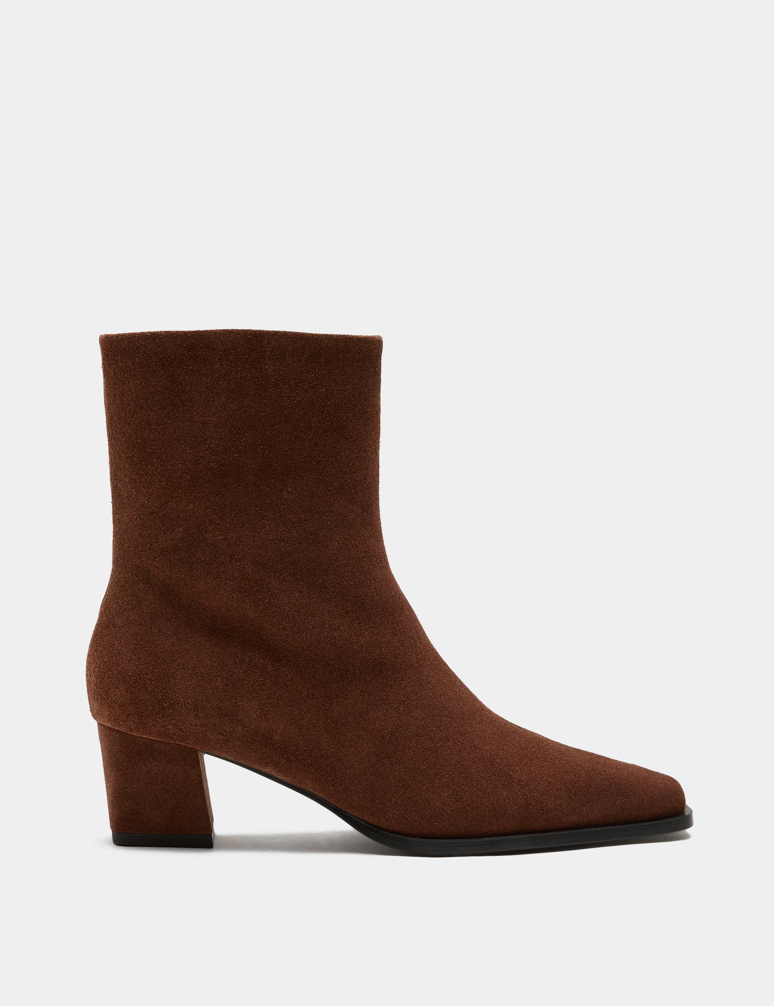 Textured Block Heel Chisel Toe Ankle Boots 1 of 3