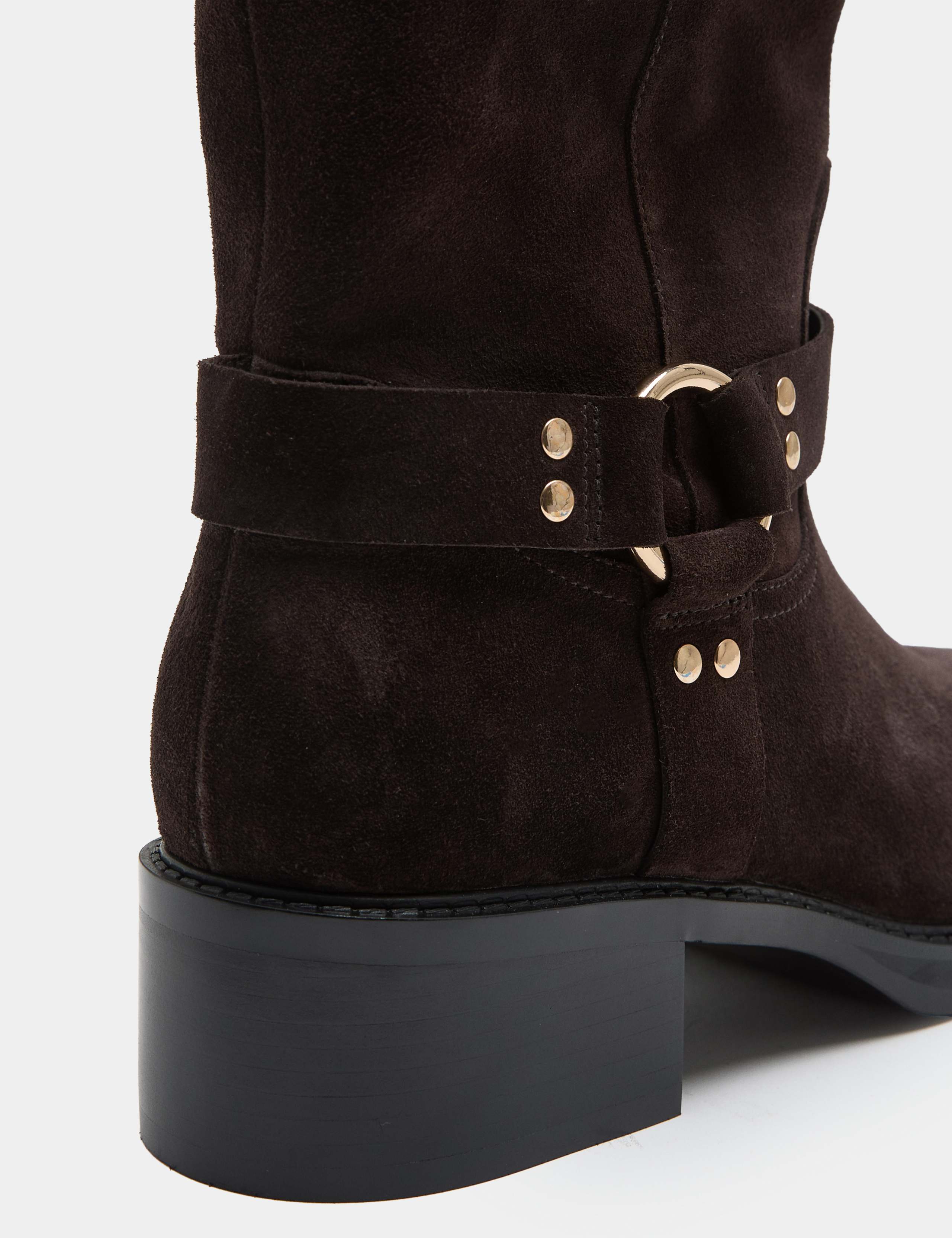 Suede Biker Block Heel Mid Calf Boots 3 of 3