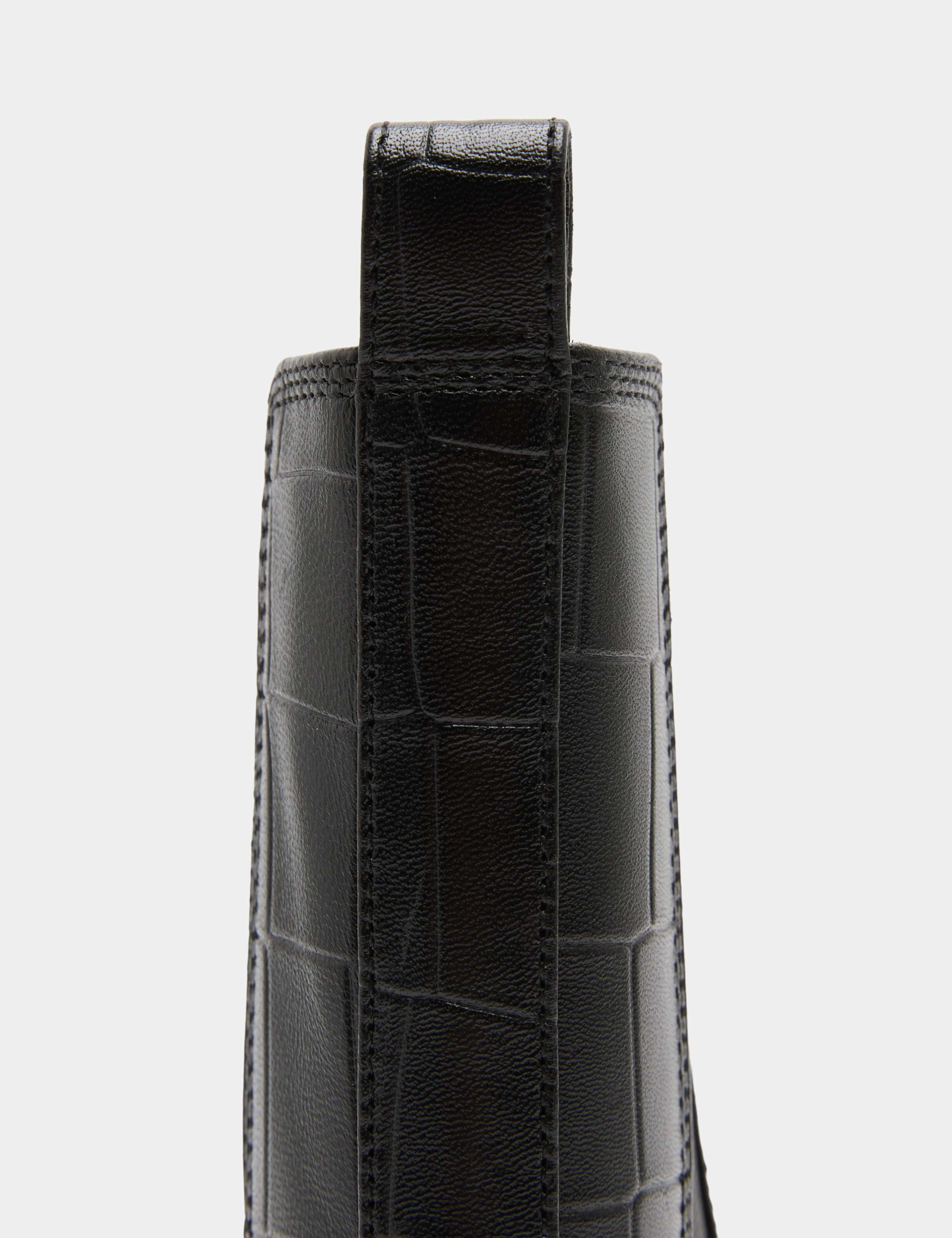 Leather Croc Chelsea Block Heel Ankle Boots 3 of 3