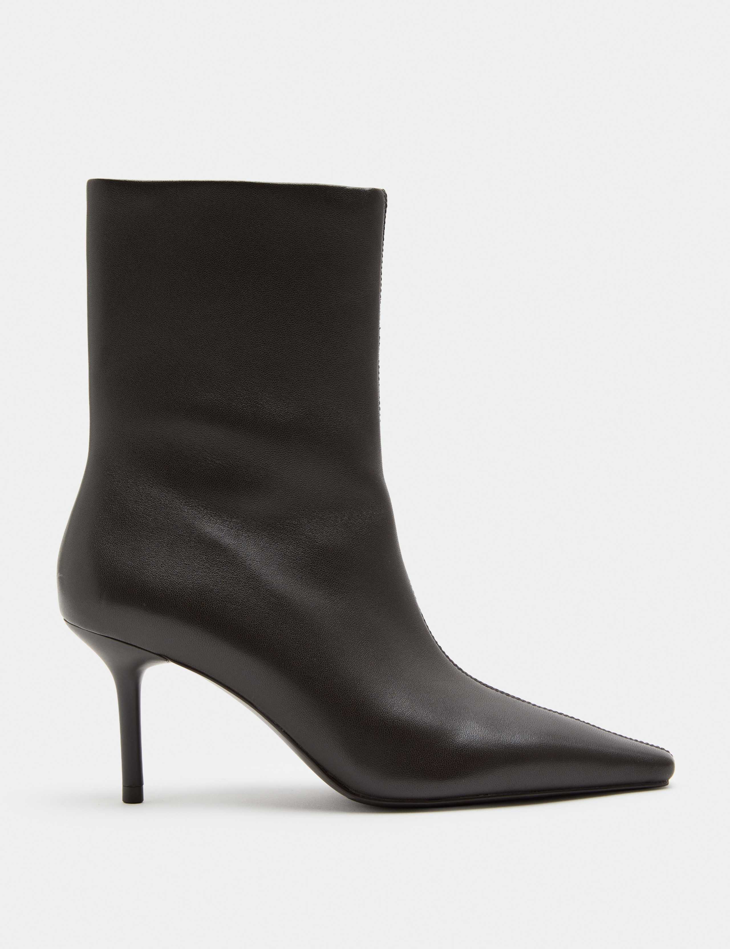 Leather Stiletto Heel Chisel Toe Ankle Boots 2 of 3
