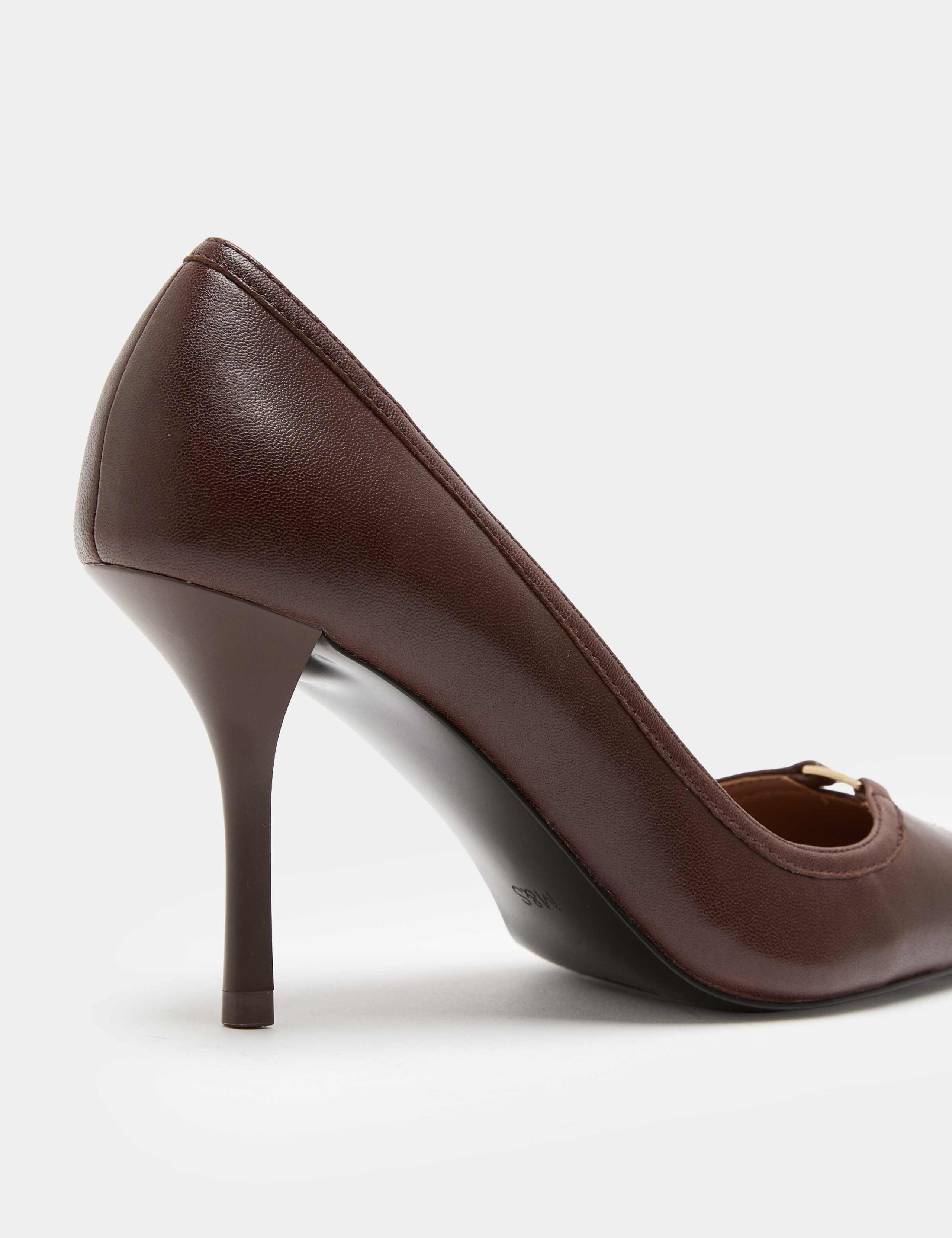 Leather Trim Stiletto Heel Pointed Court Shoes 3 of 3